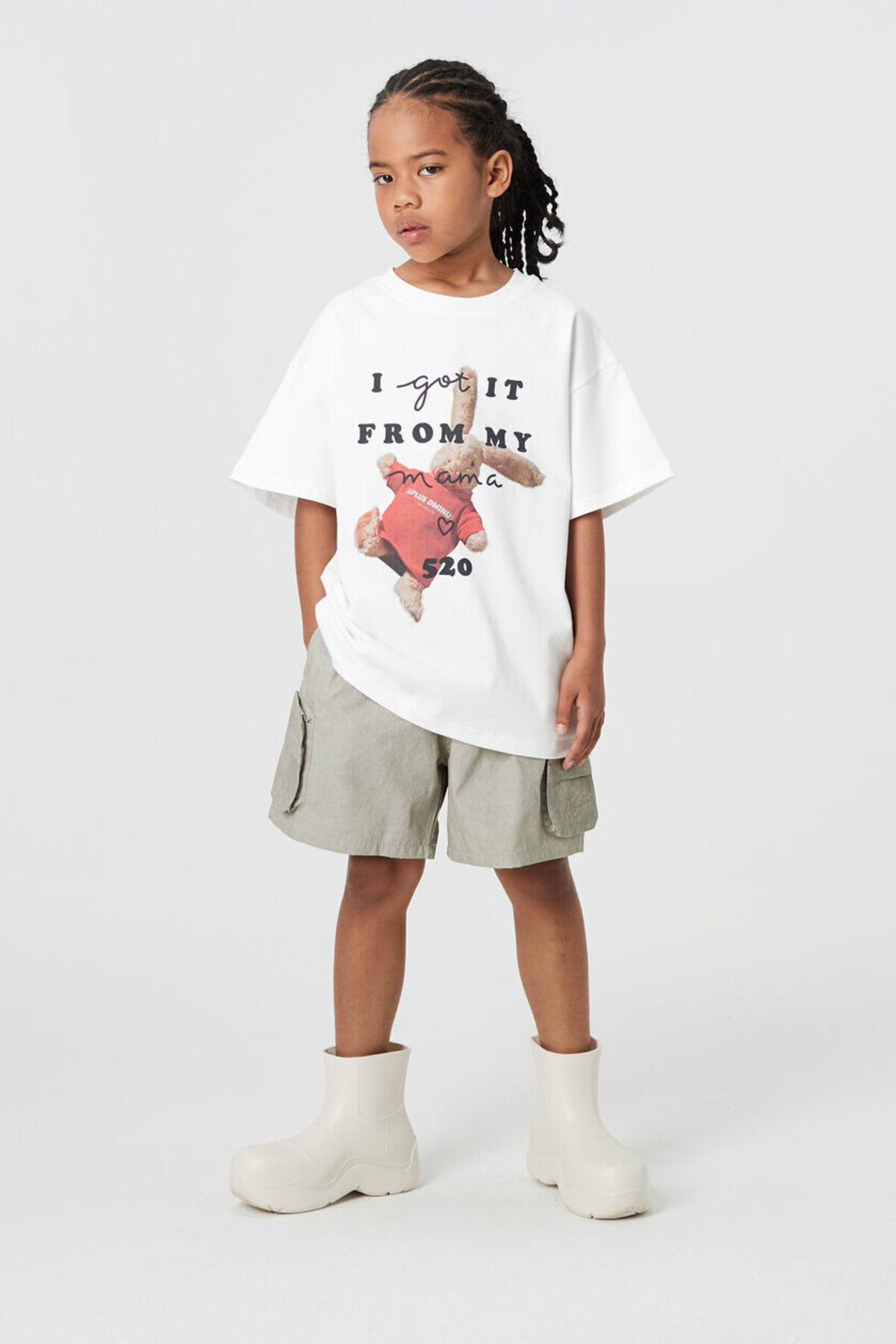 Kids APLUS DMINUS Love Mom Bunny Graphic T-Shirt – 100% Cotton Boxy Fit Tee