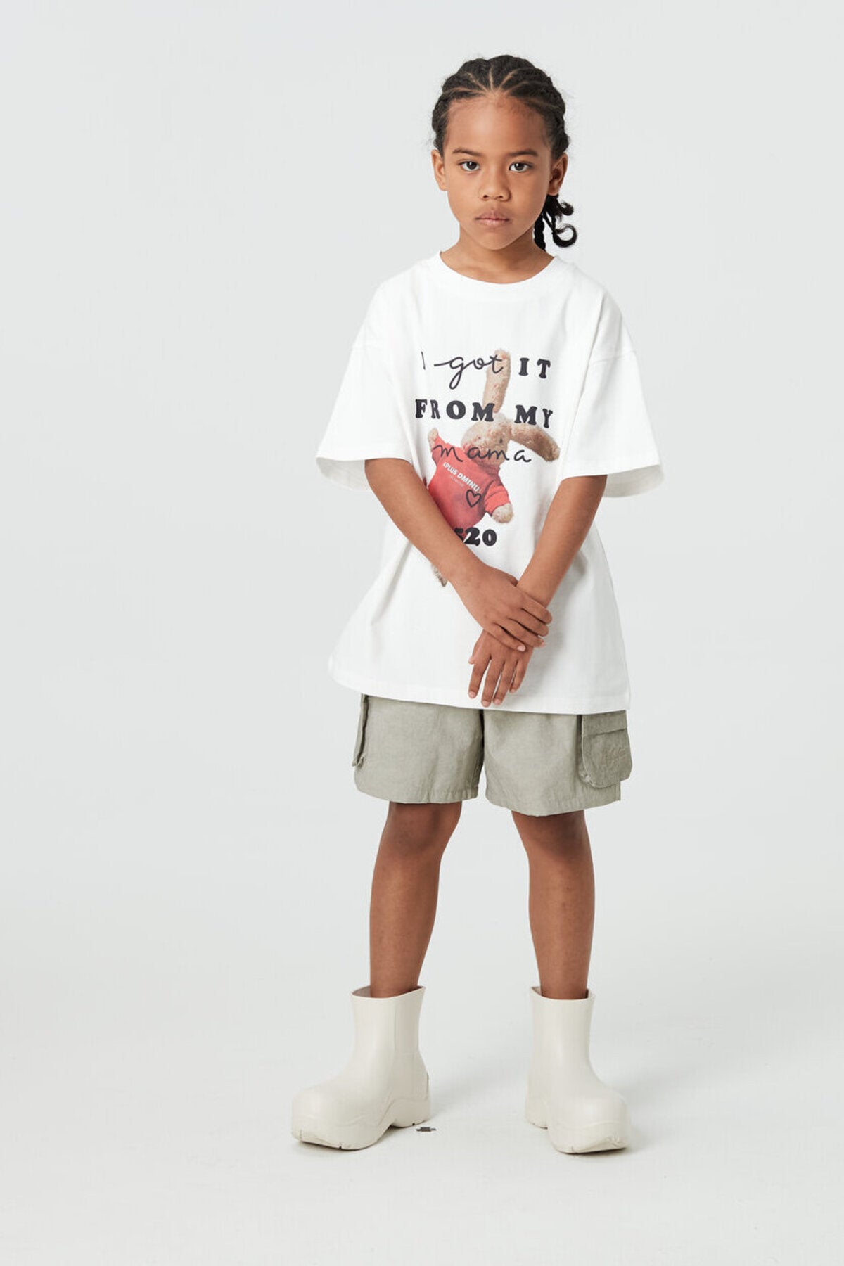 Kids APLUS DMINUS Love Mom Bunny Graphic T-Shirt – 100% Cotton Boxy Fit Tee