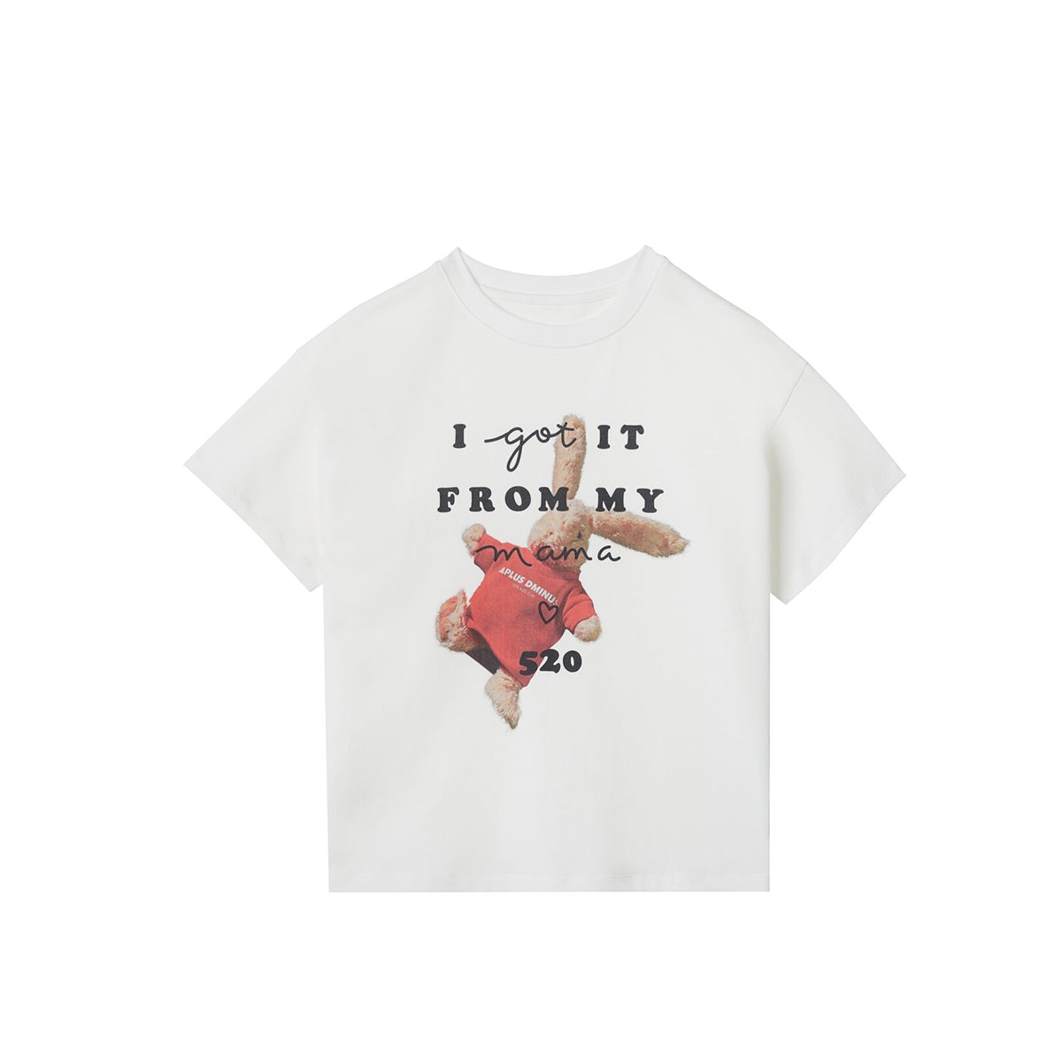 Kids APLUS DMINUS Love Mom Bunny Graphic T-Shirt – 100% Cotton Boxy Fit Tee