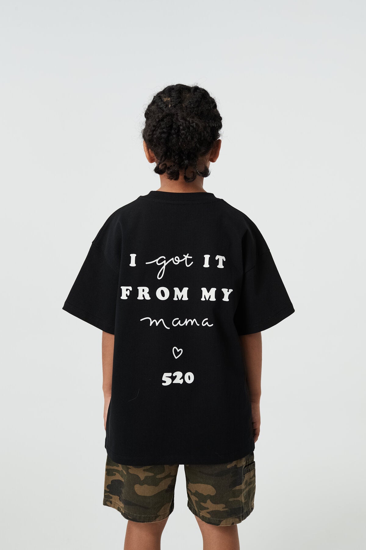 Kids APLUS DMINUS Love Mom Photo Graphic T-Shirt – 100% Cotton Boxy Fit Discharge Print Tee