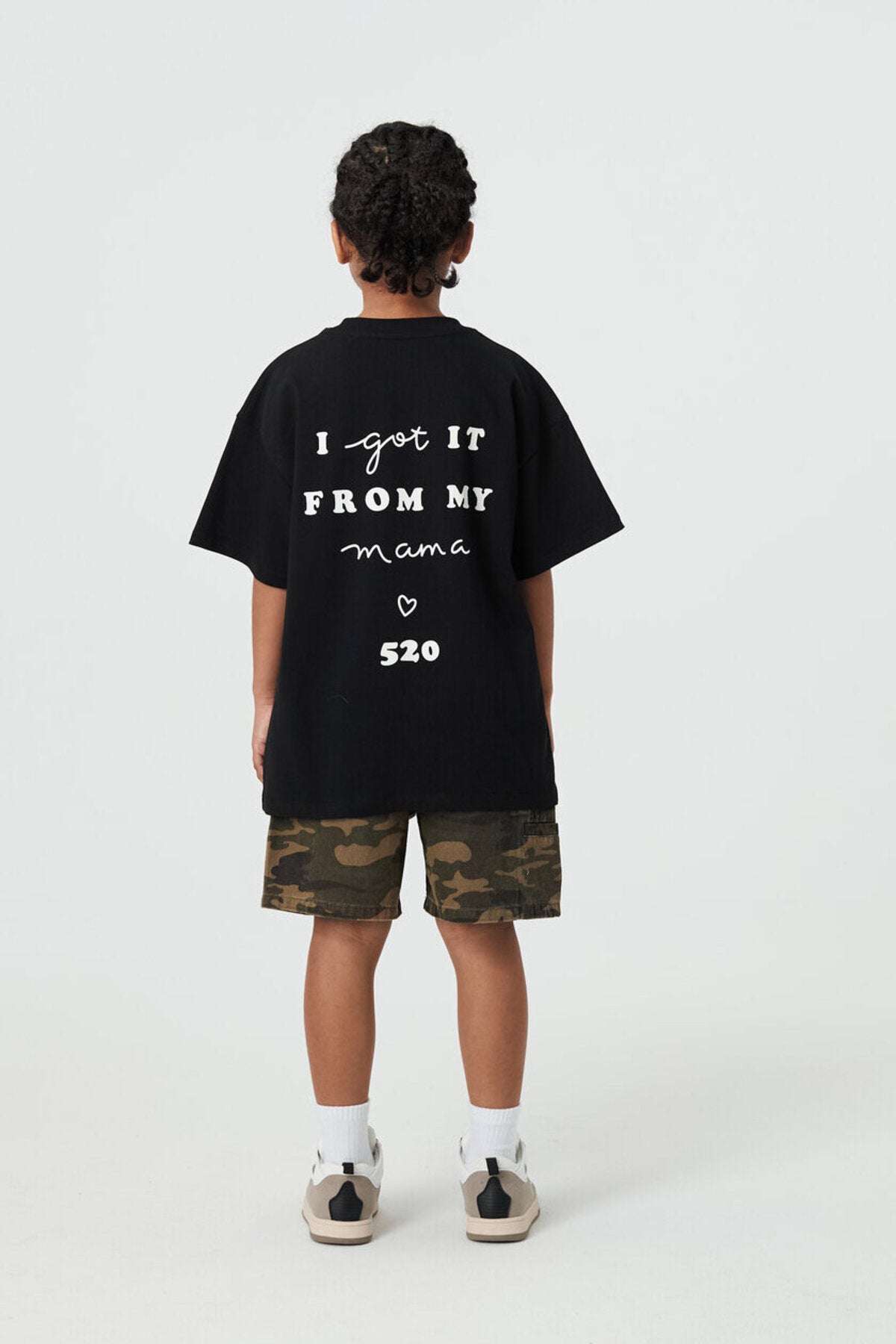 Kids APLUS DMINUS Love Mom Photo Graphic T-Shirt – 100% Cotton Boxy Fit Discharge Print Tee