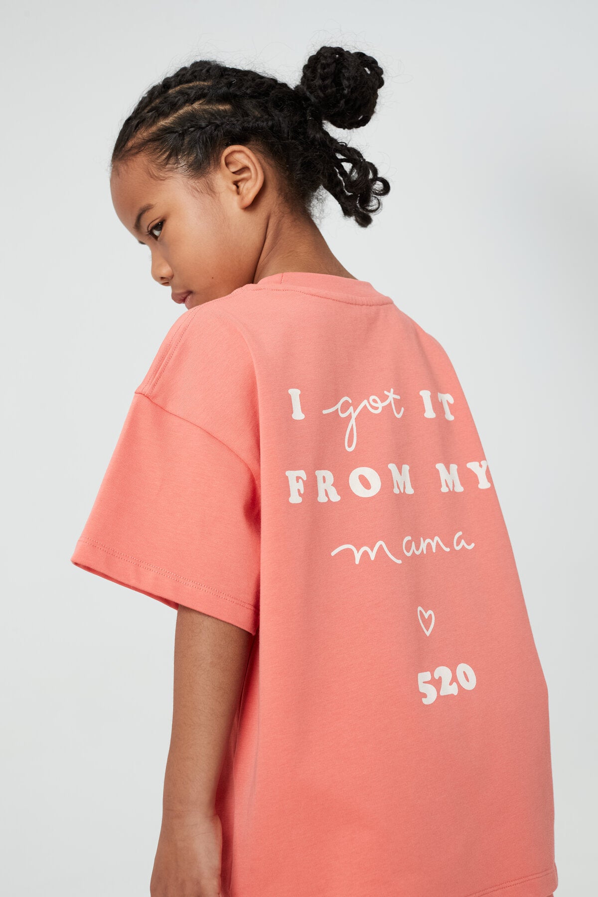 Kids APLUS DMINUS Love Mom Photo Graphic T-Shirt – 100% Cotton Boxy Fit Discharge Print Tee