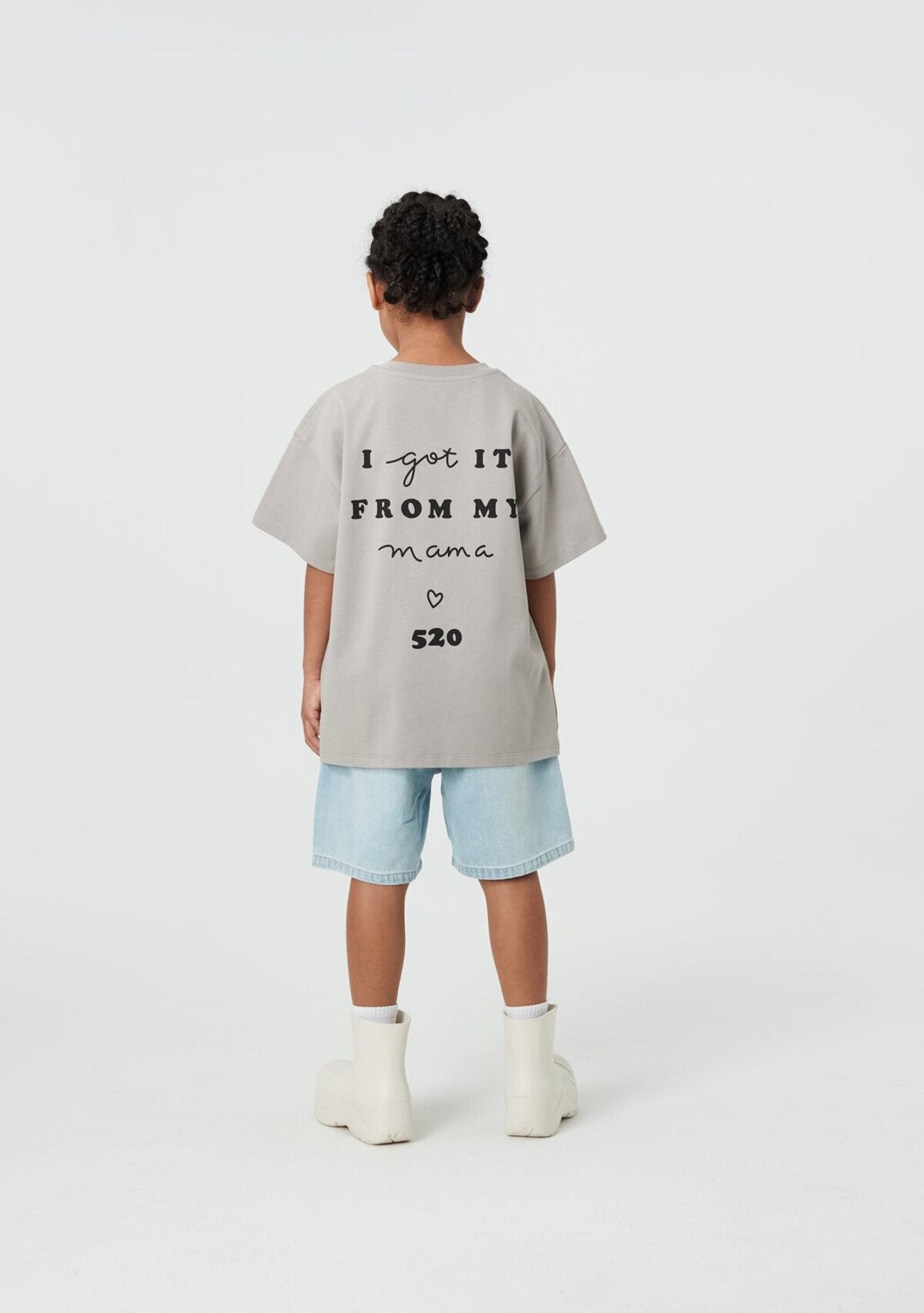 Kids APLUS DMINUS Love Mom Photo Graphic T-Shirt – 100% Cotton Boxy Fit Discharge Print Tee