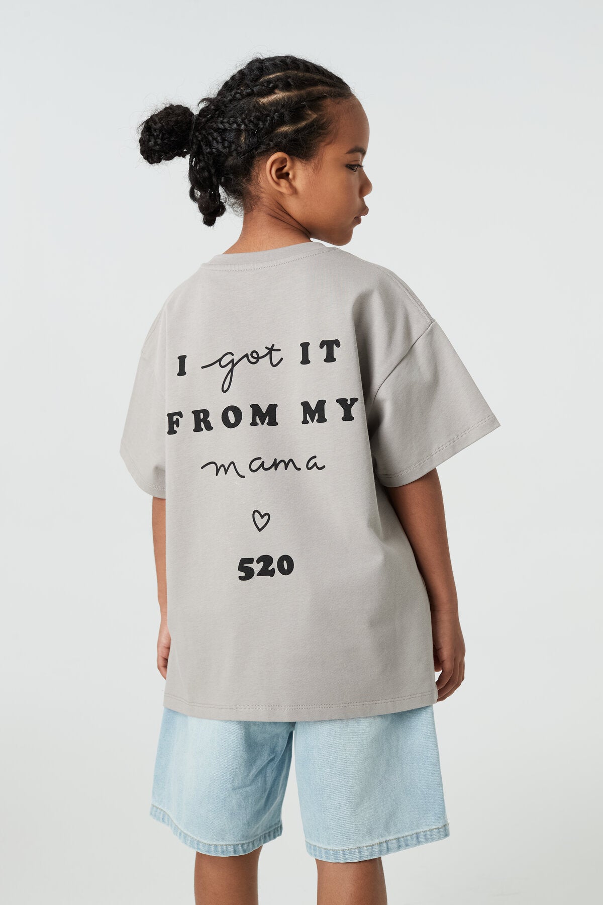 Kids APLUS DMINUS Love Mom Photo Graphic T-Shirt – 100% Cotton Boxy Fit Discharge Print Tee