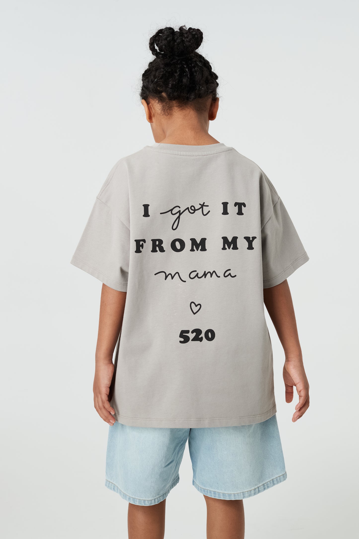 Kids APLUS DMINUS Love Mom Photo Graphic T-Shirt – 100% Cotton Boxy Fit Discharge Print Tee