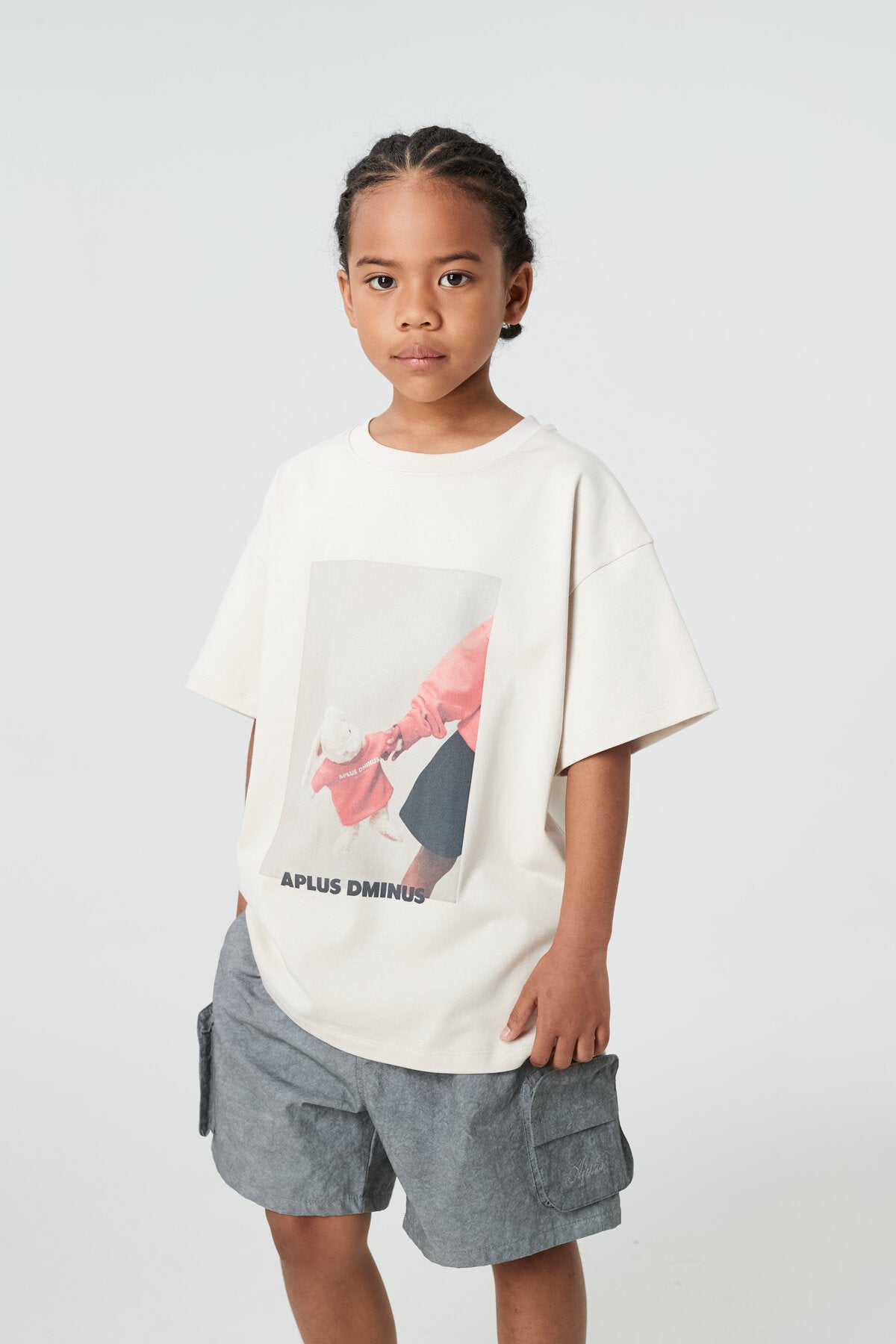 Kids APLUS DMINUS Love Mom Photo Graphic T-Shirt – 100% Cotton Boxy Fit Discharge Print Tee