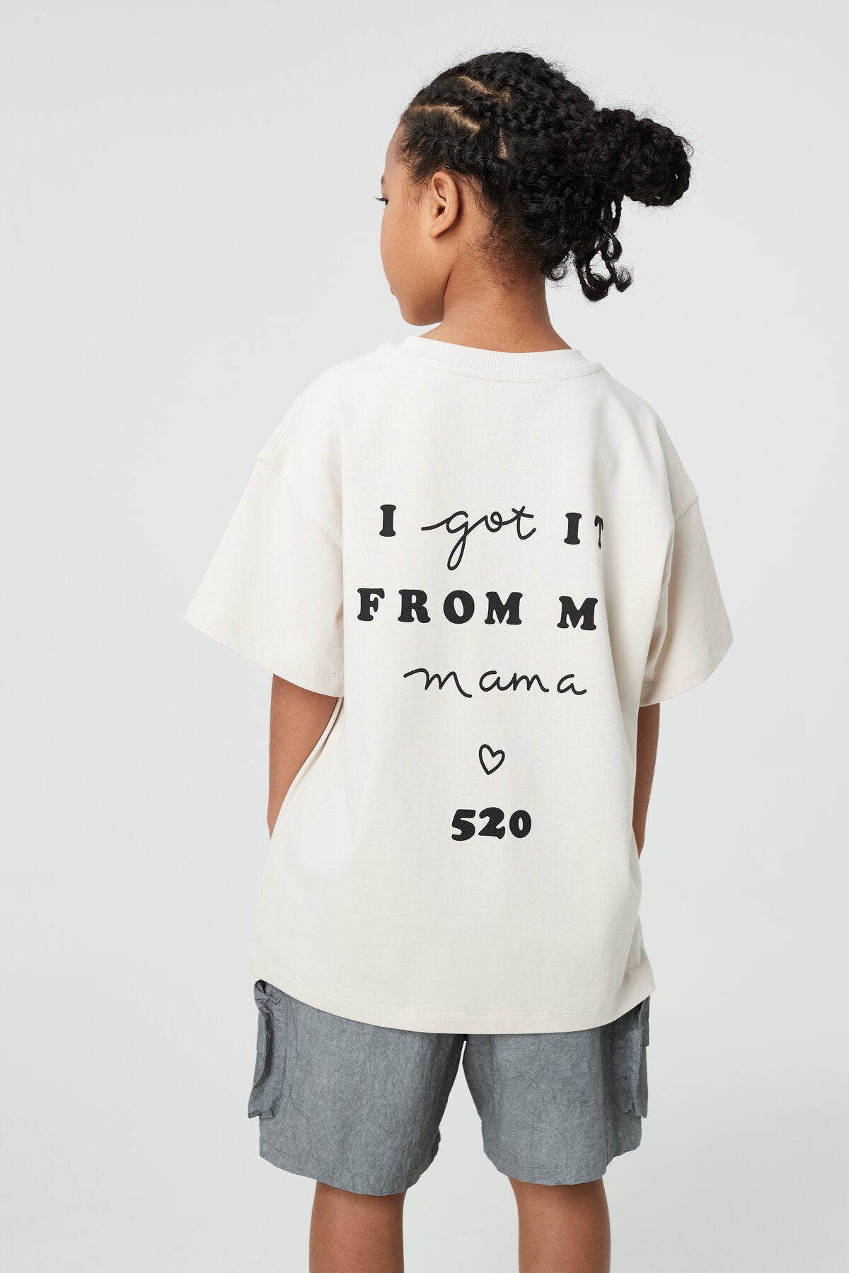 Kids APLUS DMINUS Love Mom Photo Graphic T-Shirt – 100% Cotton Boxy Fit Discharge Print Tee