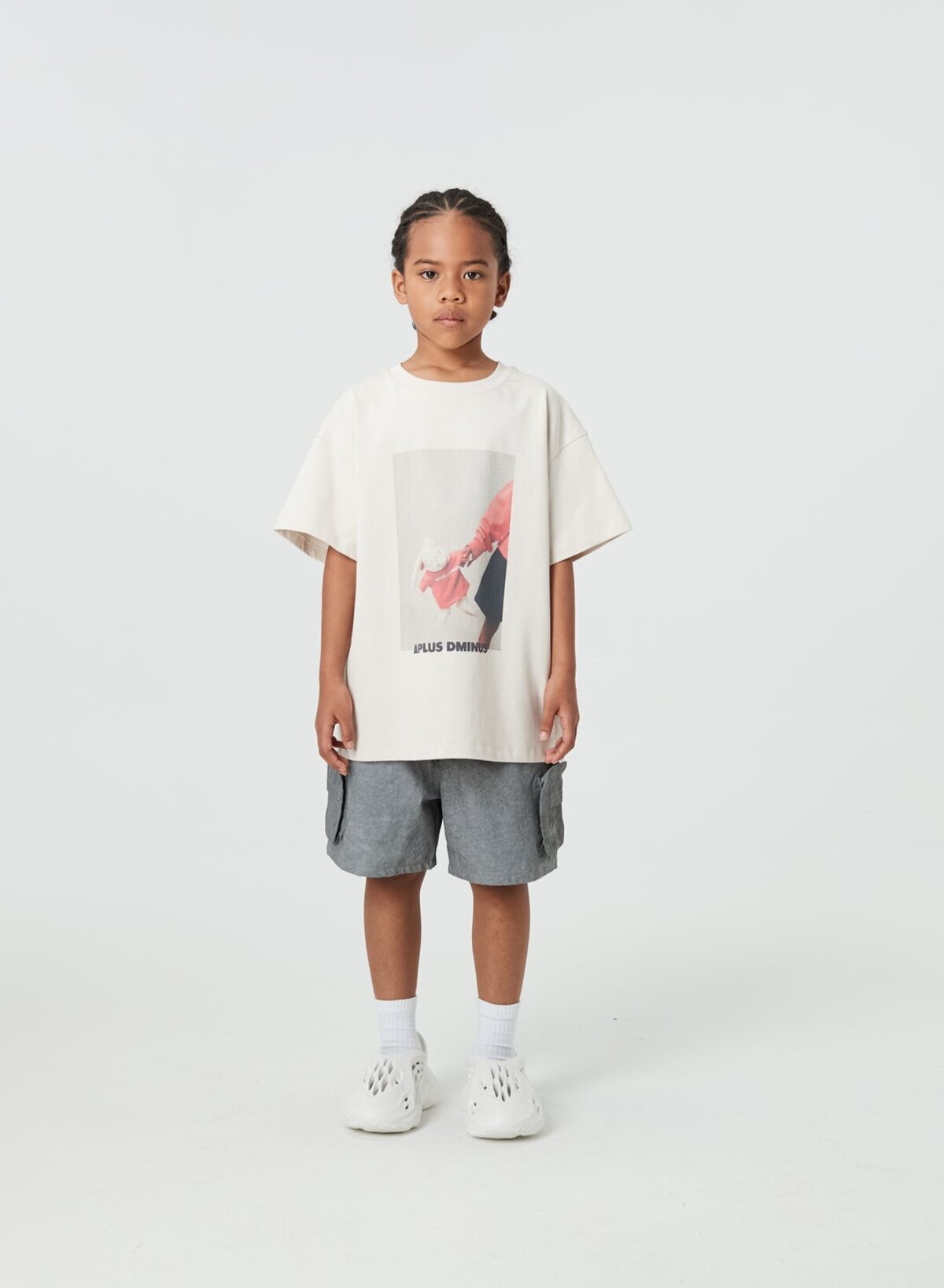 Kids APLUS DMINUS Love Mom Photo Graphic T-Shirt – 100% Cotton Boxy Fit Discharge Print Tee