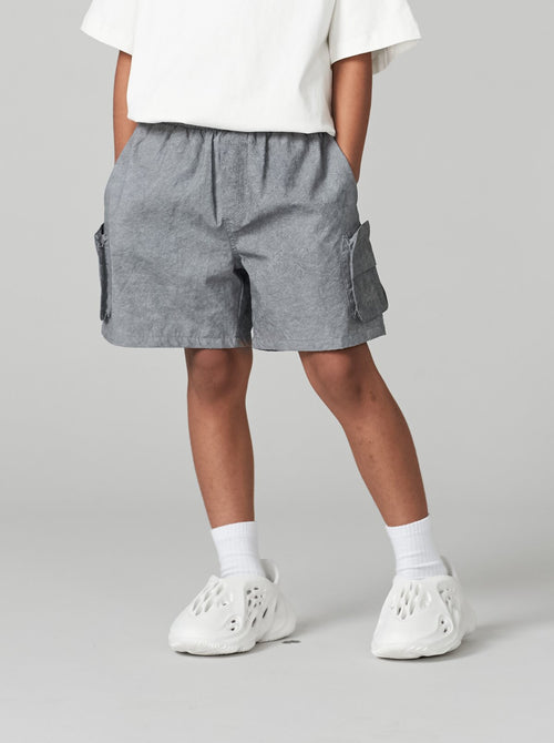 Kids APLUS DMINUS PAPER Crinkle Cargo Shorts – Quick-Dry 3D Pocket Outdoor Shorts