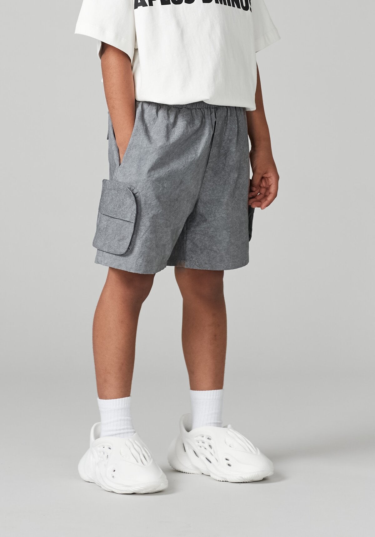 Kids APLUS DMINUS PAPER Crinkle Cargo Shorts – Quick-Dry 3D Pocket Outdoor Shorts