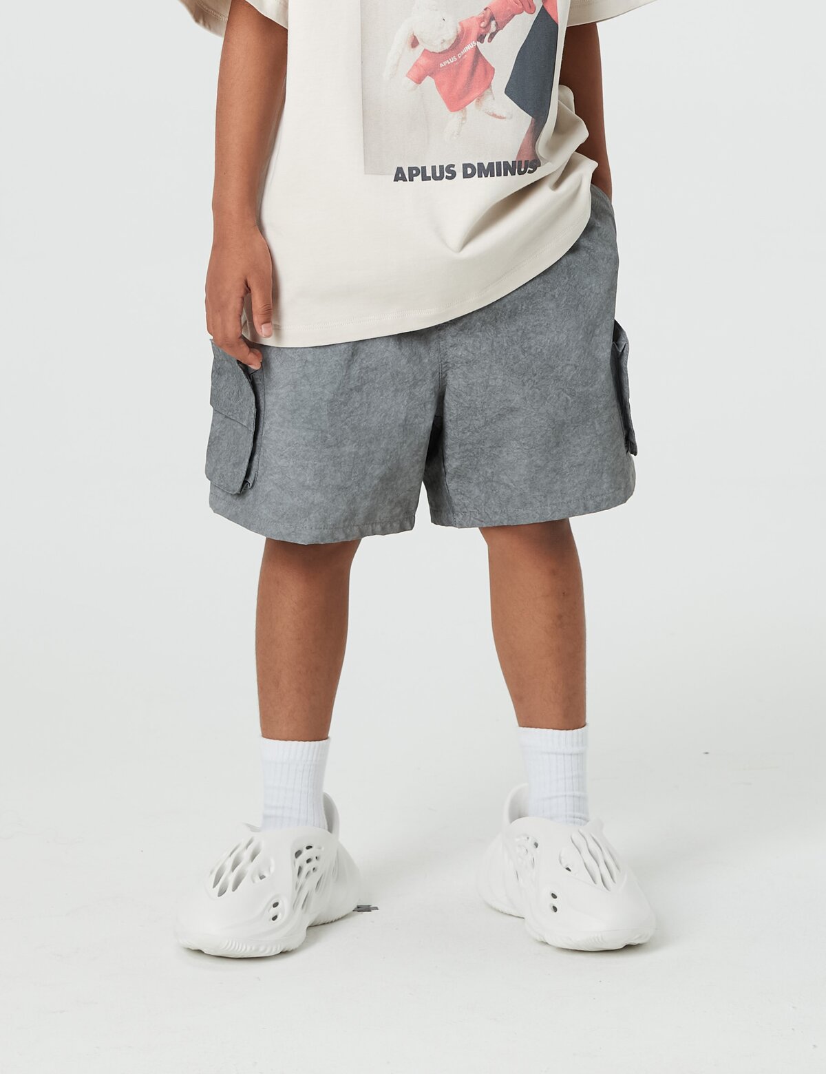 Kids APLUS DMINUS PAPER Crinkle Cargo Shorts – Quick-Dry 3D Pocket Outdoor Shorts
