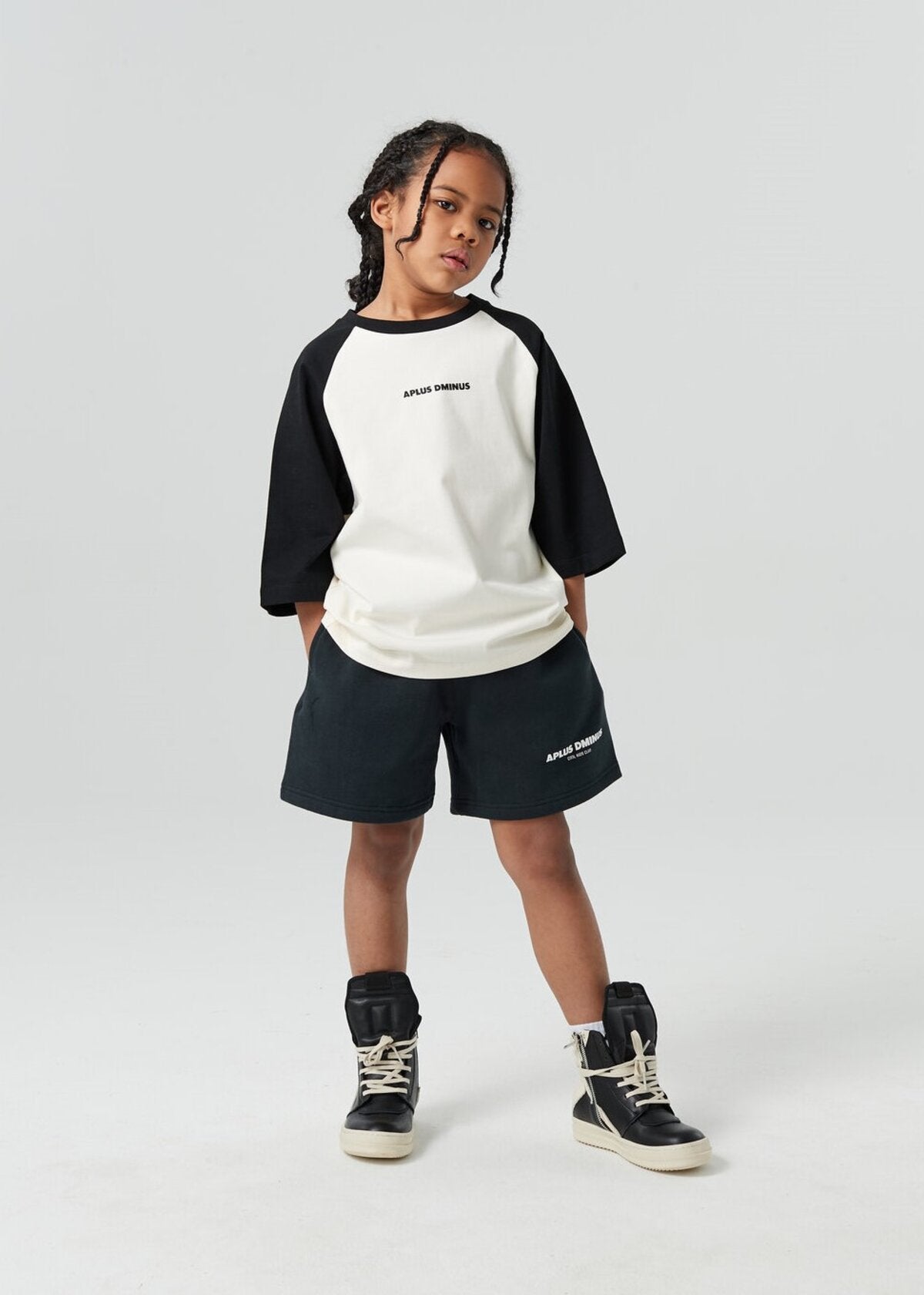 Kids APLUS DMINUS Raglan 3/4 Sleeve T-Shirt – 100% Cotton Color Block Baseball Tee