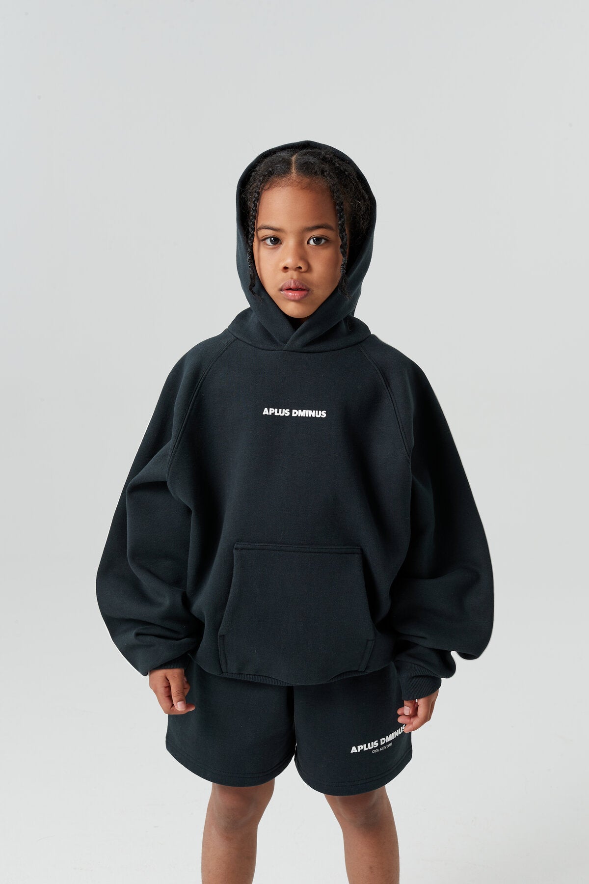 Kids APLUS DMINUS Side Stripe Oversized Pullover Hoodie – Structured Thin Fleece Sports Casual Sweatshirt