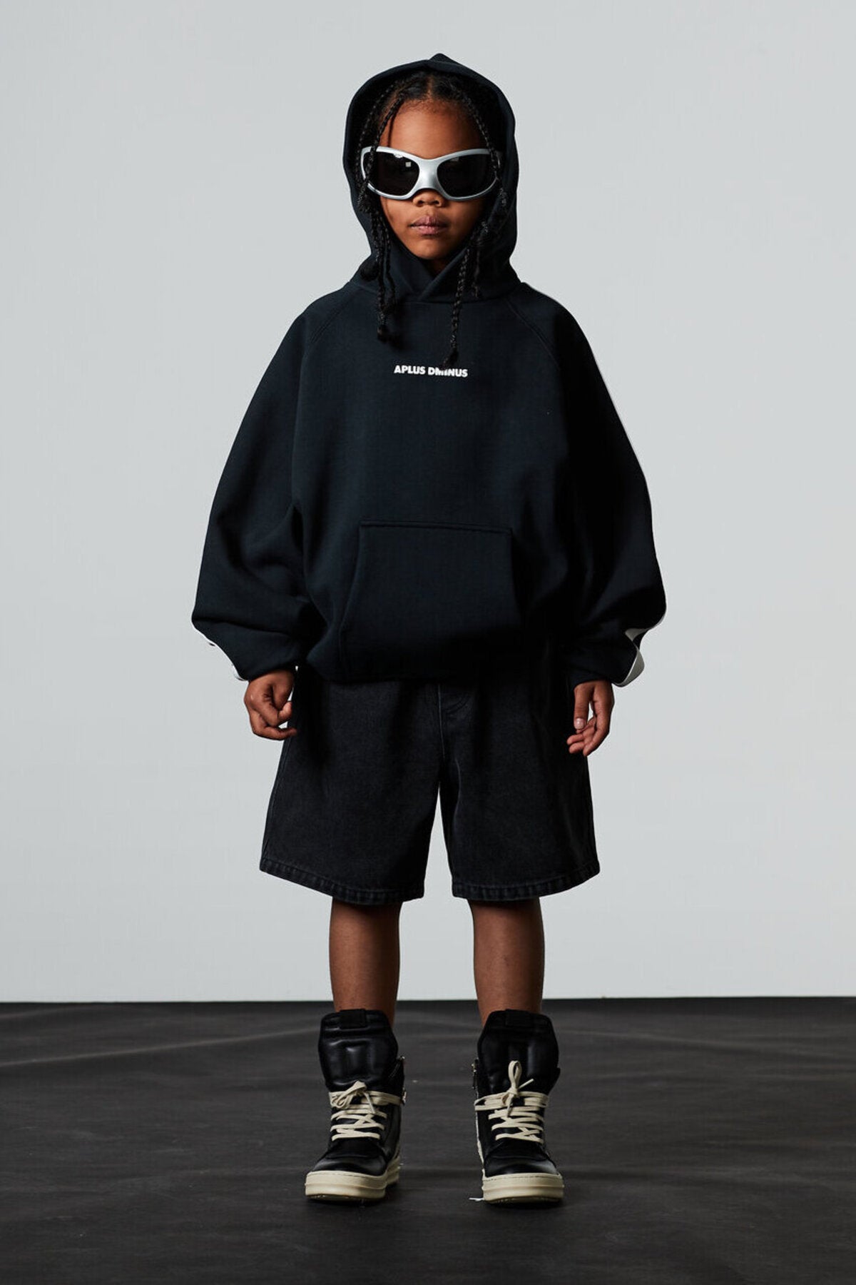 Kids APLUS DMINUS Side Stripe Oversized Pullover Hoodie – Structured Thin Fleece Sports Casual Sweatshirt