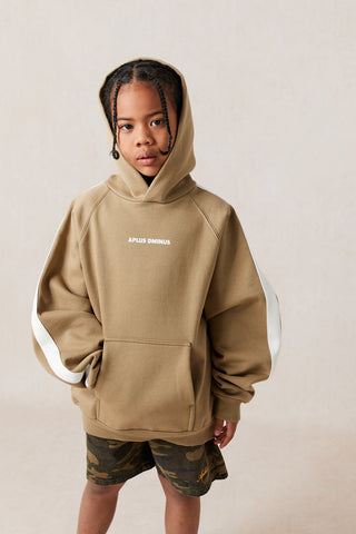 Kids APLUS DMINUS Side Stripe Oversized Pullover Hoodie – Structured Thin Fleece Sports Casual Sweatshirt