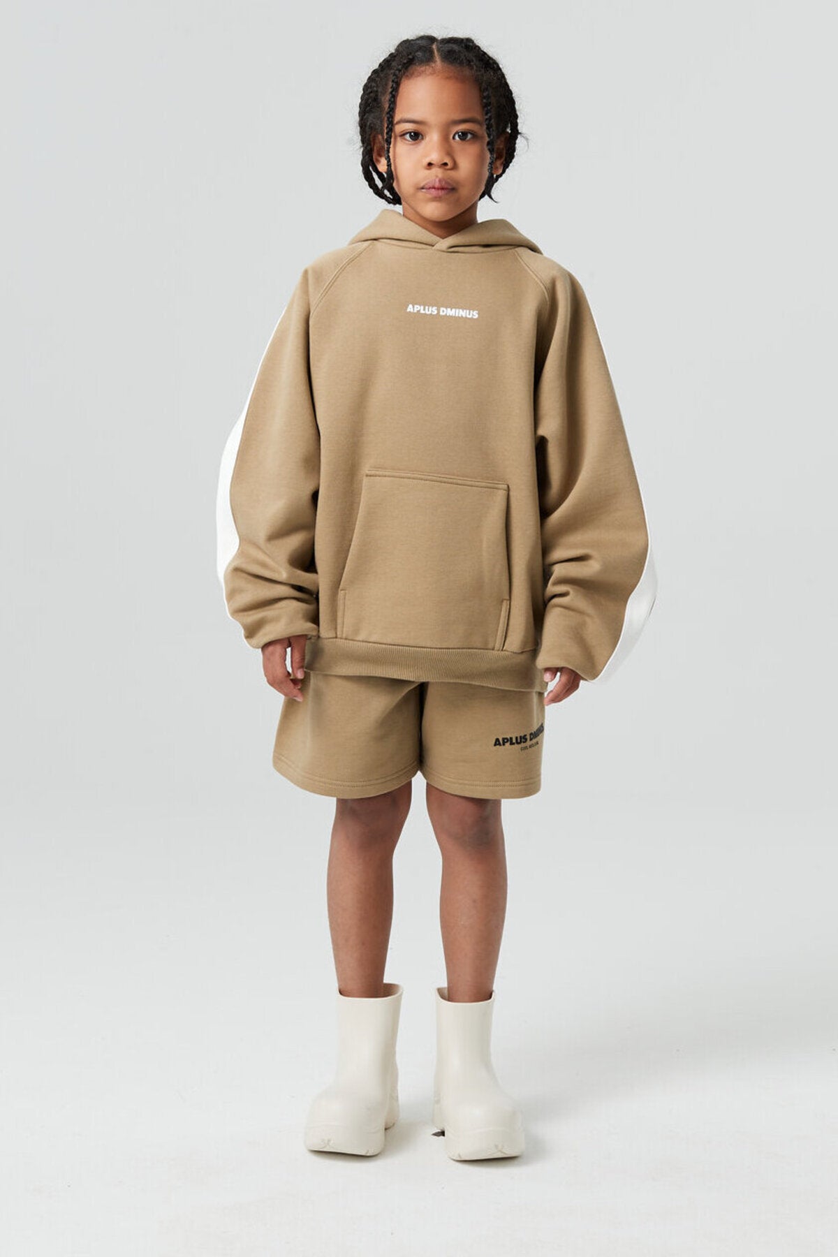 Kids APLUS DMINUS Side Stripe Oversized Pullover Hoodie – Structured Thin Fleece Sports Casual Sweatshirt