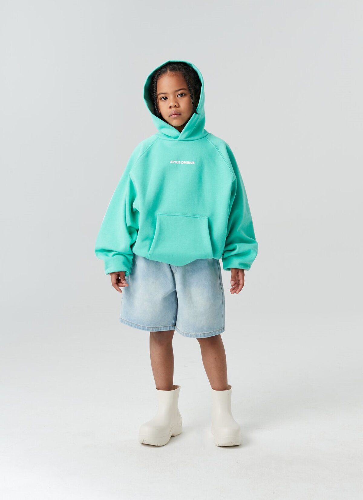 Kids APLUS DMINUS Side Stripe Oversized Pullover Hoodie – Structured Thin Fleece Sports Casual Sweatshirt