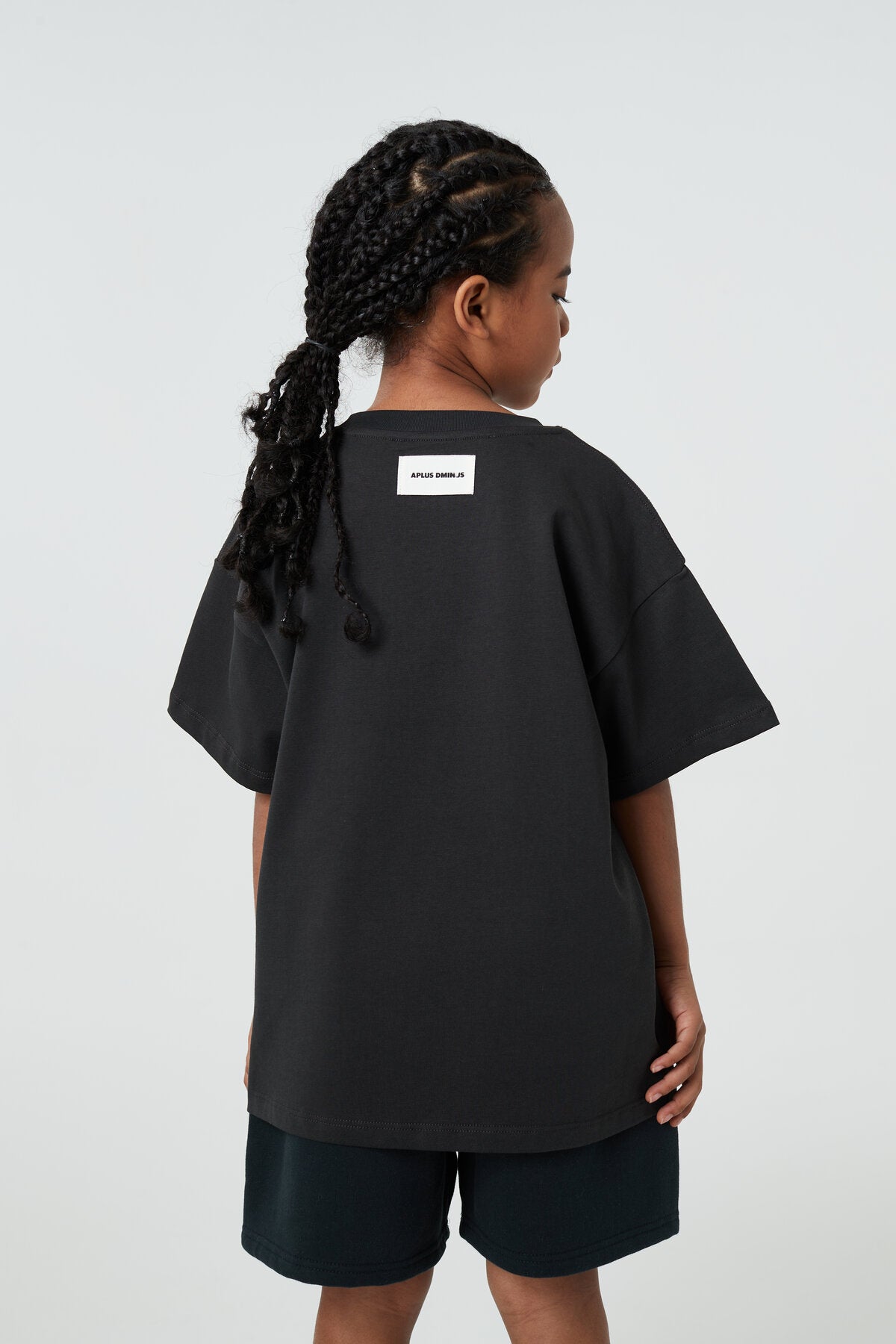 Kids APLUS DMINUS Small Logo Boxy T-Shirt – 100% Cotton Relaxed Drop-Shoulder Tee