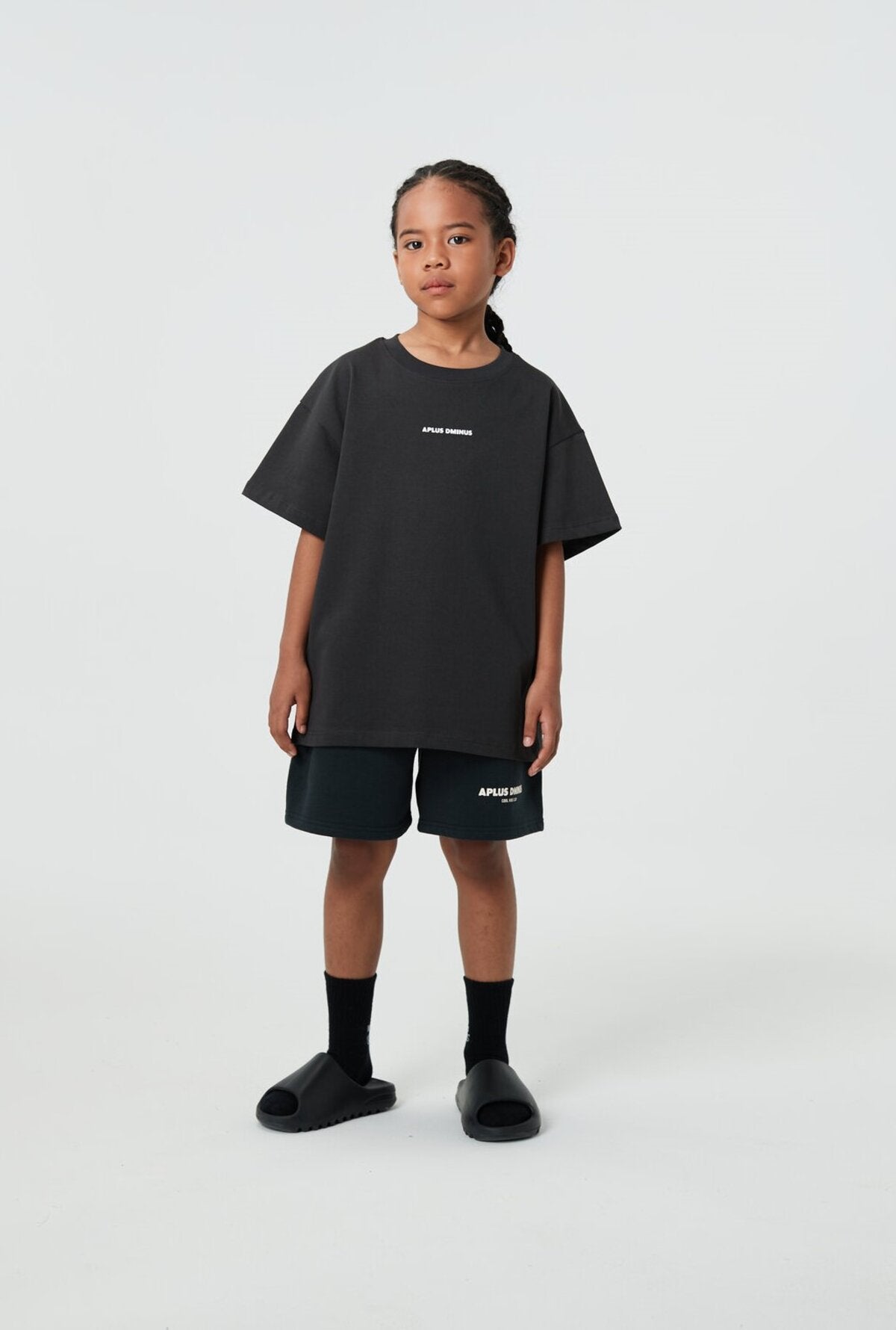 Kids APLUS DMINUS Small Logo Boxy T-Shirt – 100% Cotton Relaxed Drop-Shoulder Tee
