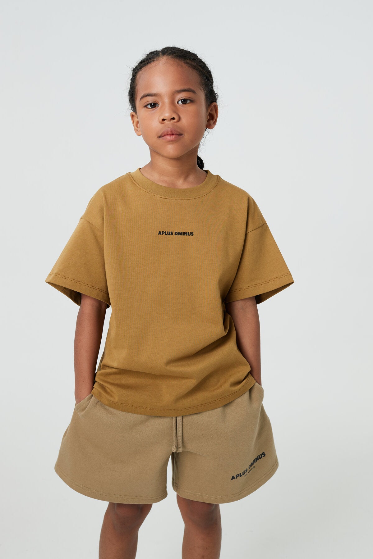 Kids APLUS DMINUS Small Logo Boxy T-Shirt – 100% Cotton Relaxed Drop-Shoulder Tee