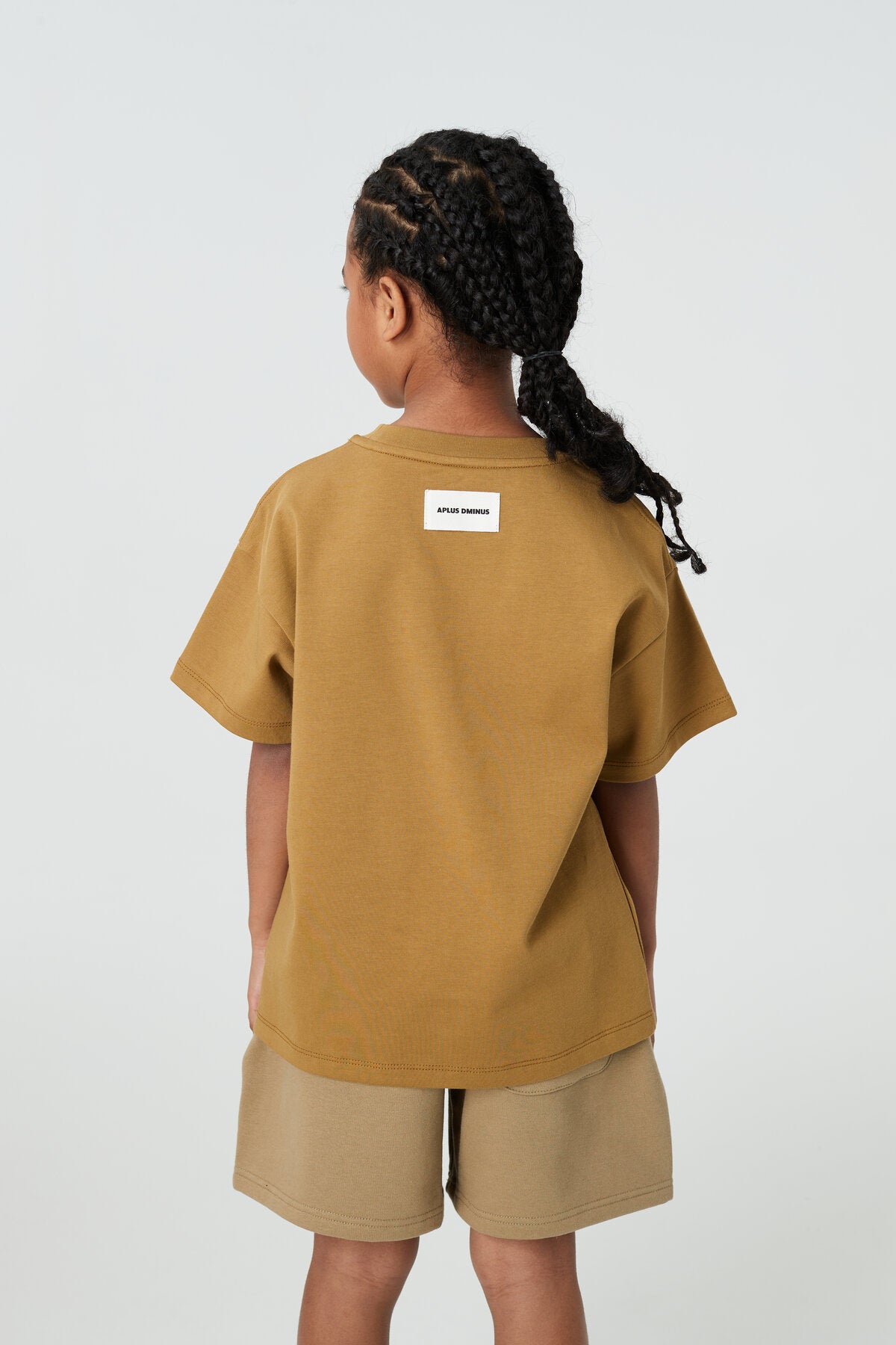 Kids APLUS DMINUS Small Logo Boxy T-Shirt – 100% Cotton Relaxed Drop-Shoulder Tee