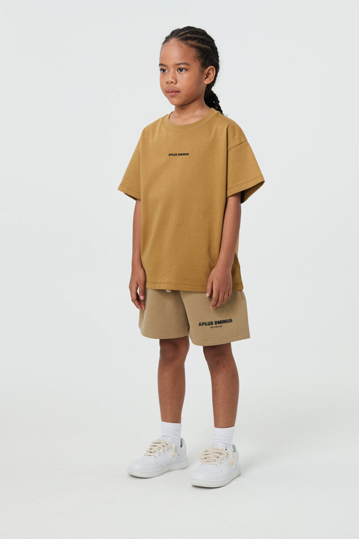 Kids APLUS DMINUS Small Logo Boxy T-Shirt – 100% Cotton Relaxed Drop-Shoulder Tee