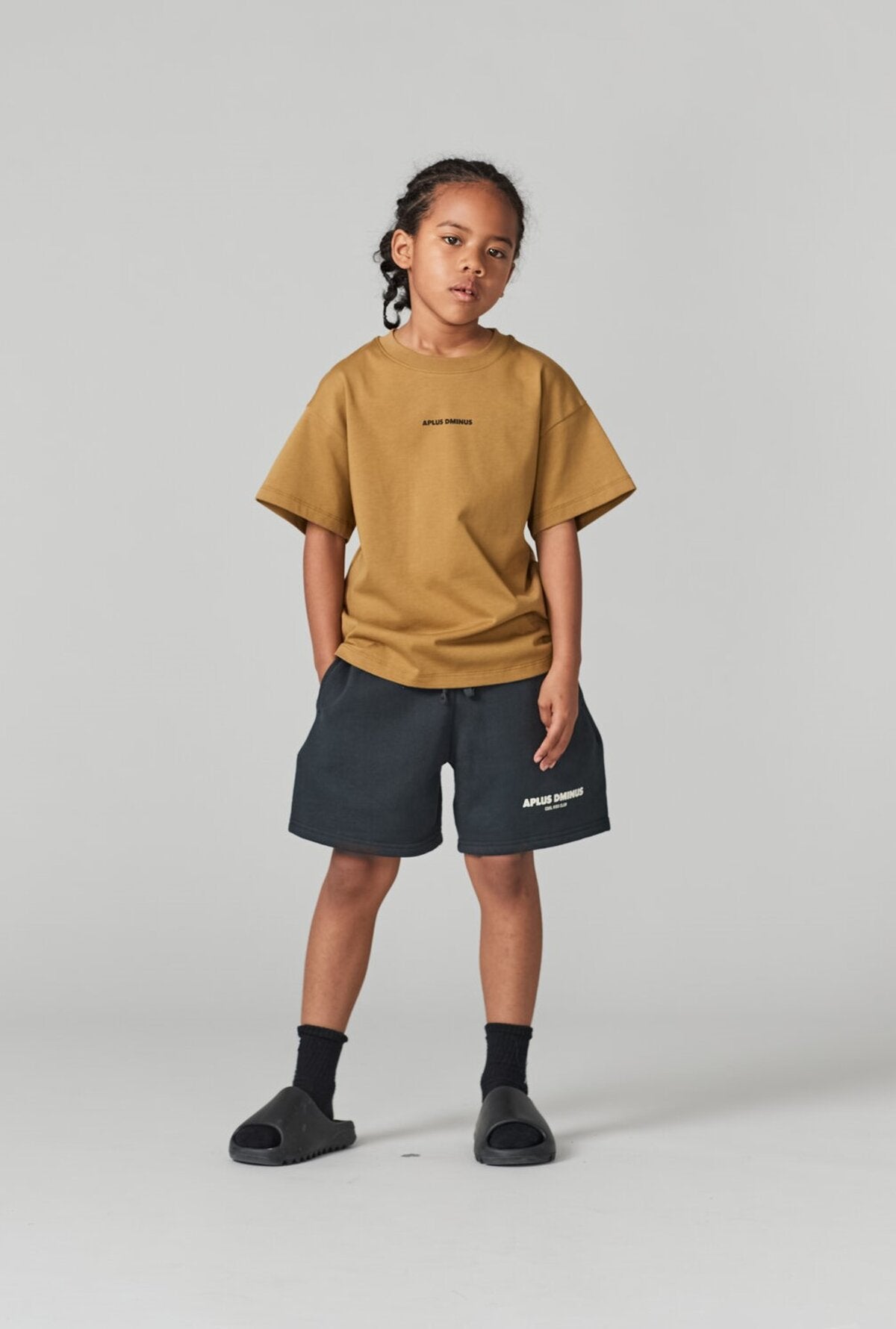 Kids APLUS DMINUS Small Logo Boxy T-Shirt – 100% Cotton Relaxed Drop-Shoulder Tee