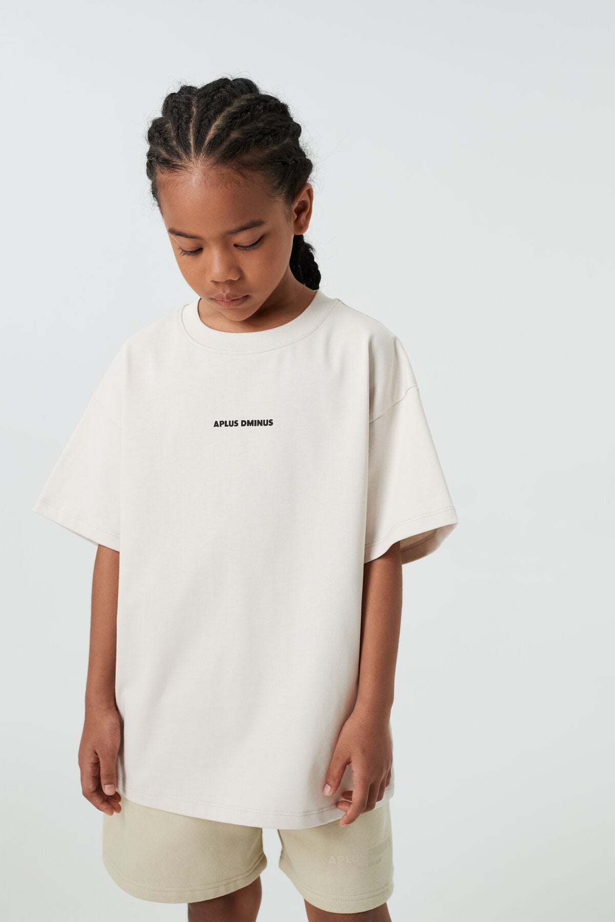 Kids APLUS DMINUS Small Logo Boxy T-Shirt – 100% Cotton Relaxed Drop-Shoulder Tee