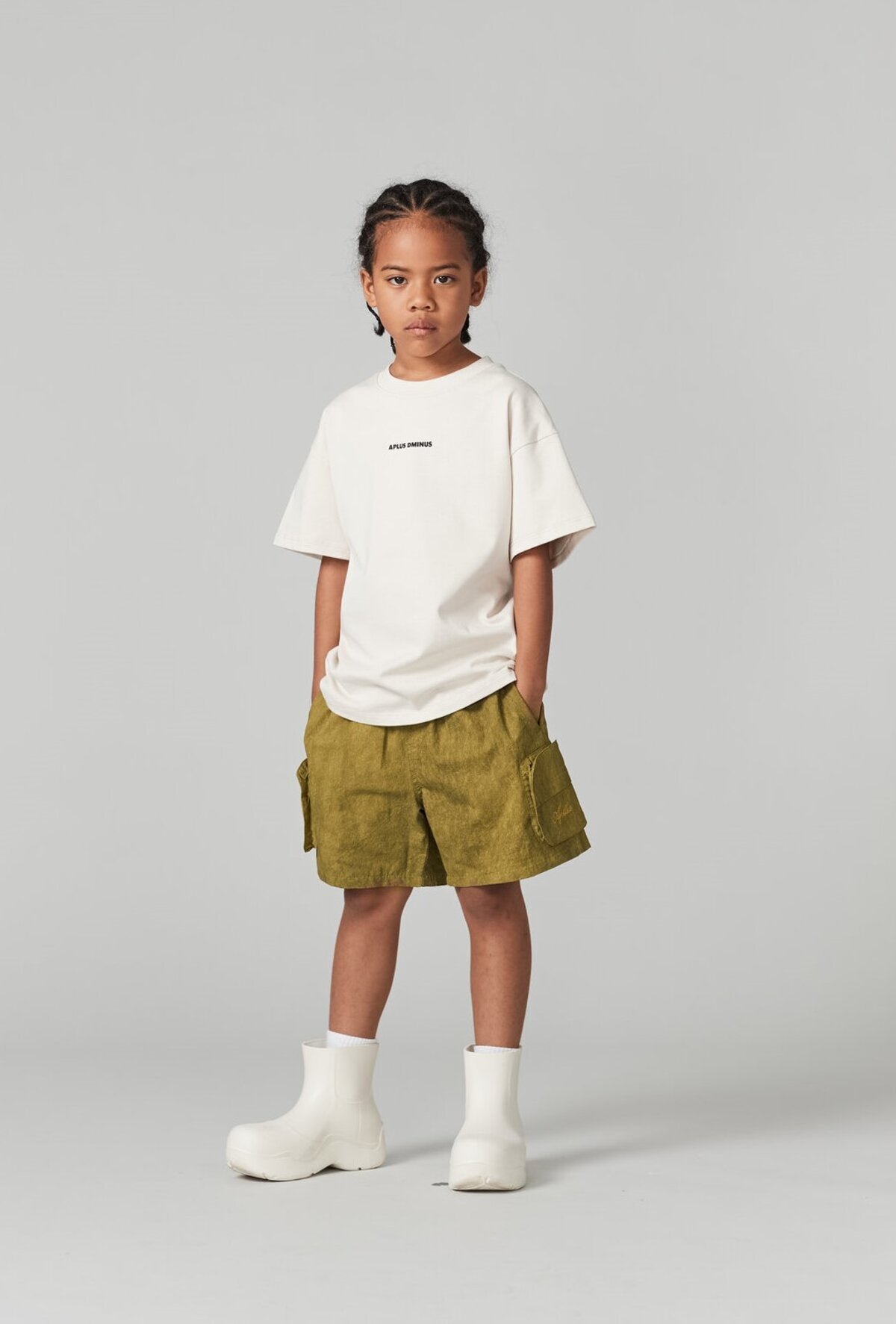 Kids APLUS DMINUS Small Logo Boxy T-Shirt – 100% Cotton Relaxed Drop-Shoulder Tee