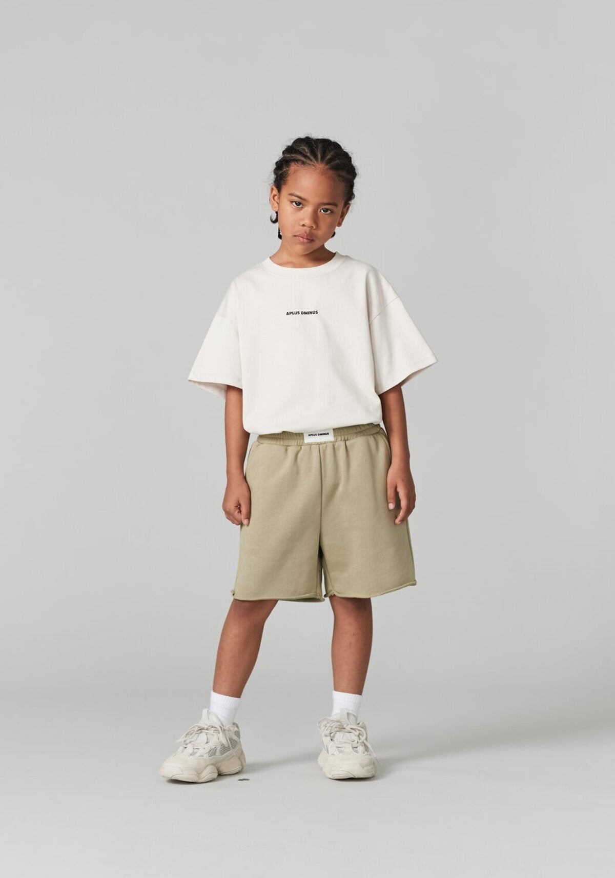 Kids APLUS DMINUS Small Logo Boxy T-Shirt – 100% Cotton Relaxed Drop-Shoulder Tee
