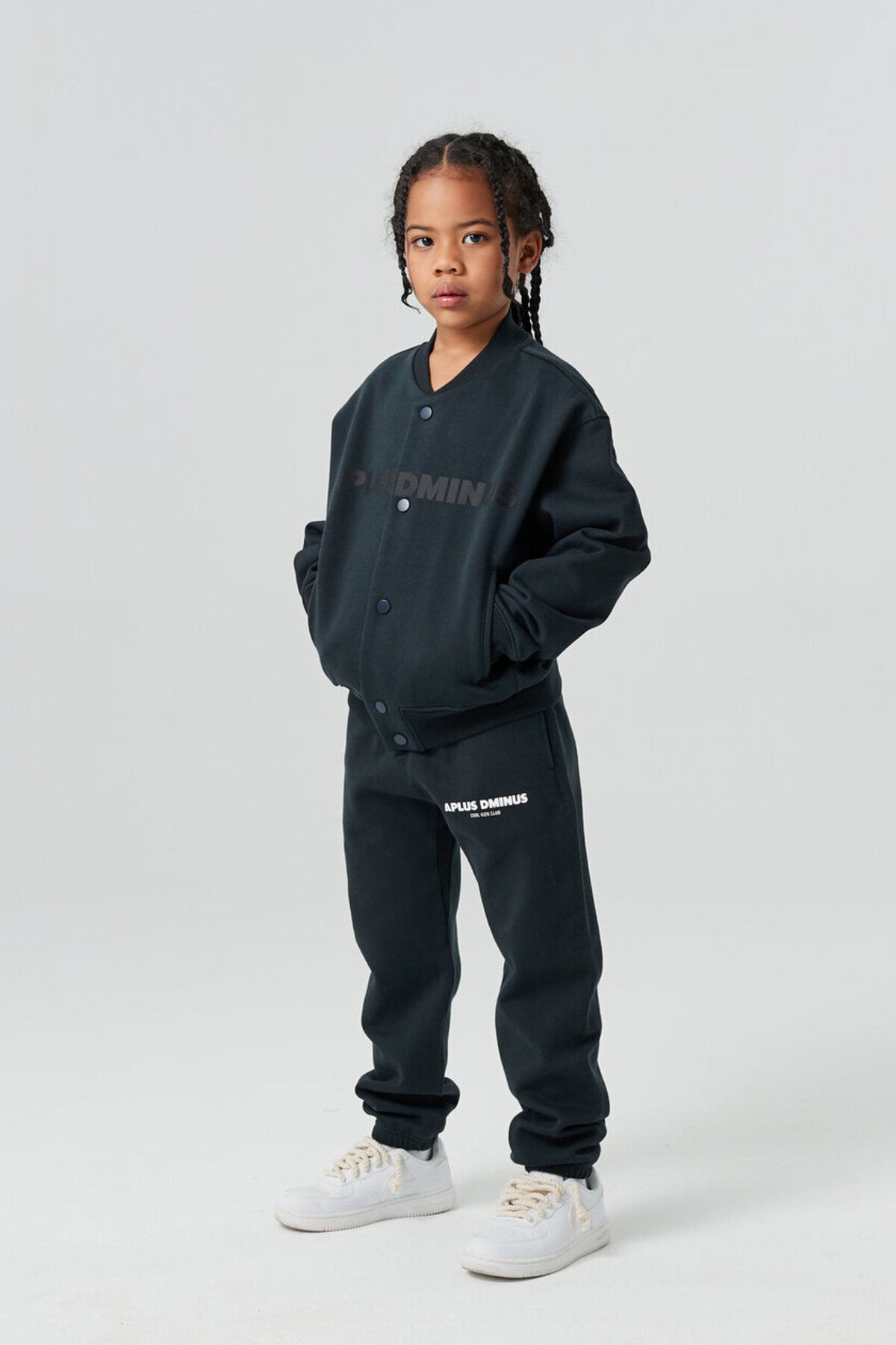Kids APLUS DMINUS Split Logo Knit Baseball Jacket – Lightweight Fleece Varsity Bomber