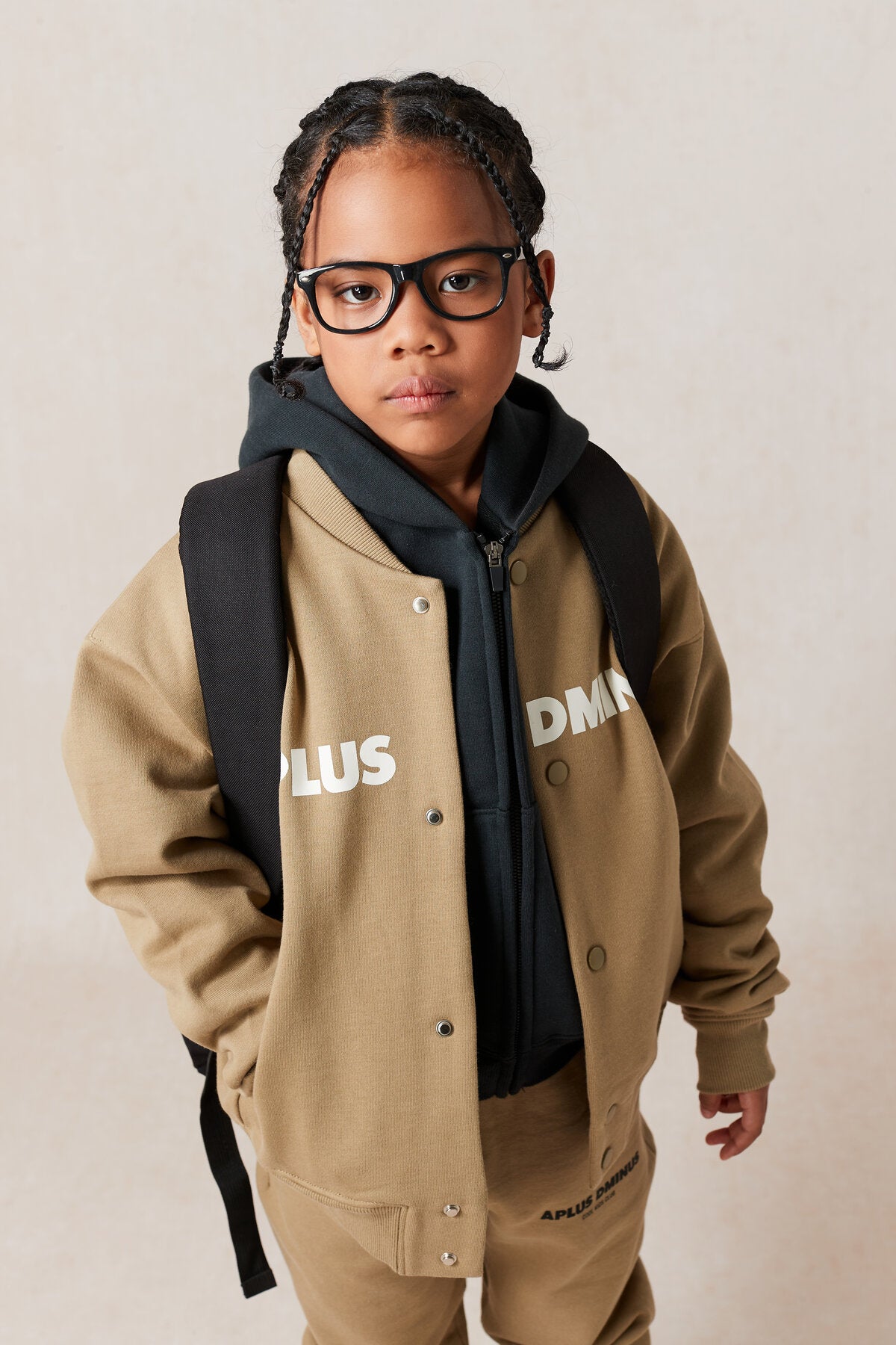 Kids APLUS DMINUS Split Logo Knit Baseball Jacket – Lightweight Fleece Varsity Bomber