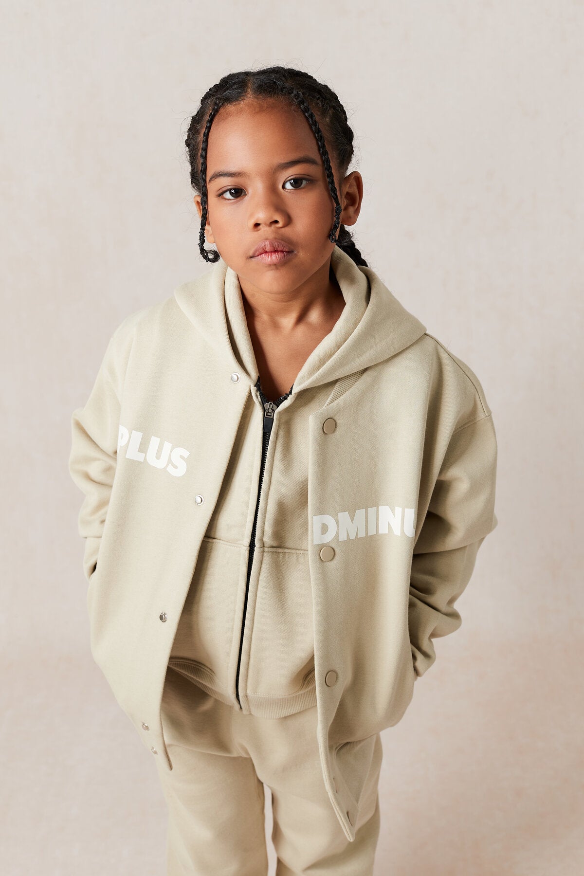 Kids APLUS DMINUS Split Logo Knit Baseball Jacket – Lightweight Fleece Varsity Bomber