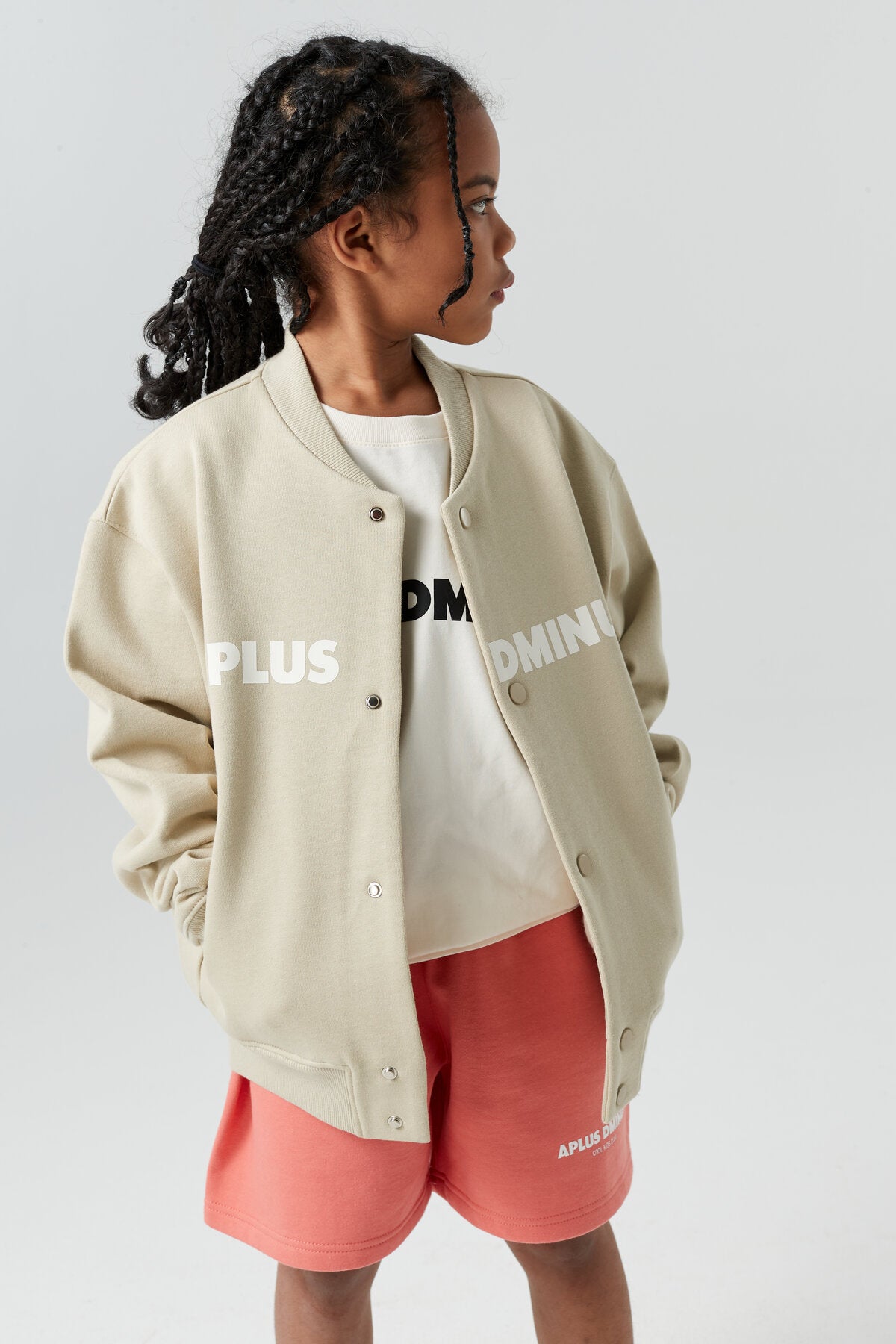 Kids APLUS DMINUS Split Logo Knit Baseball Jacket – Lightweight Fleece Varsity Bomber