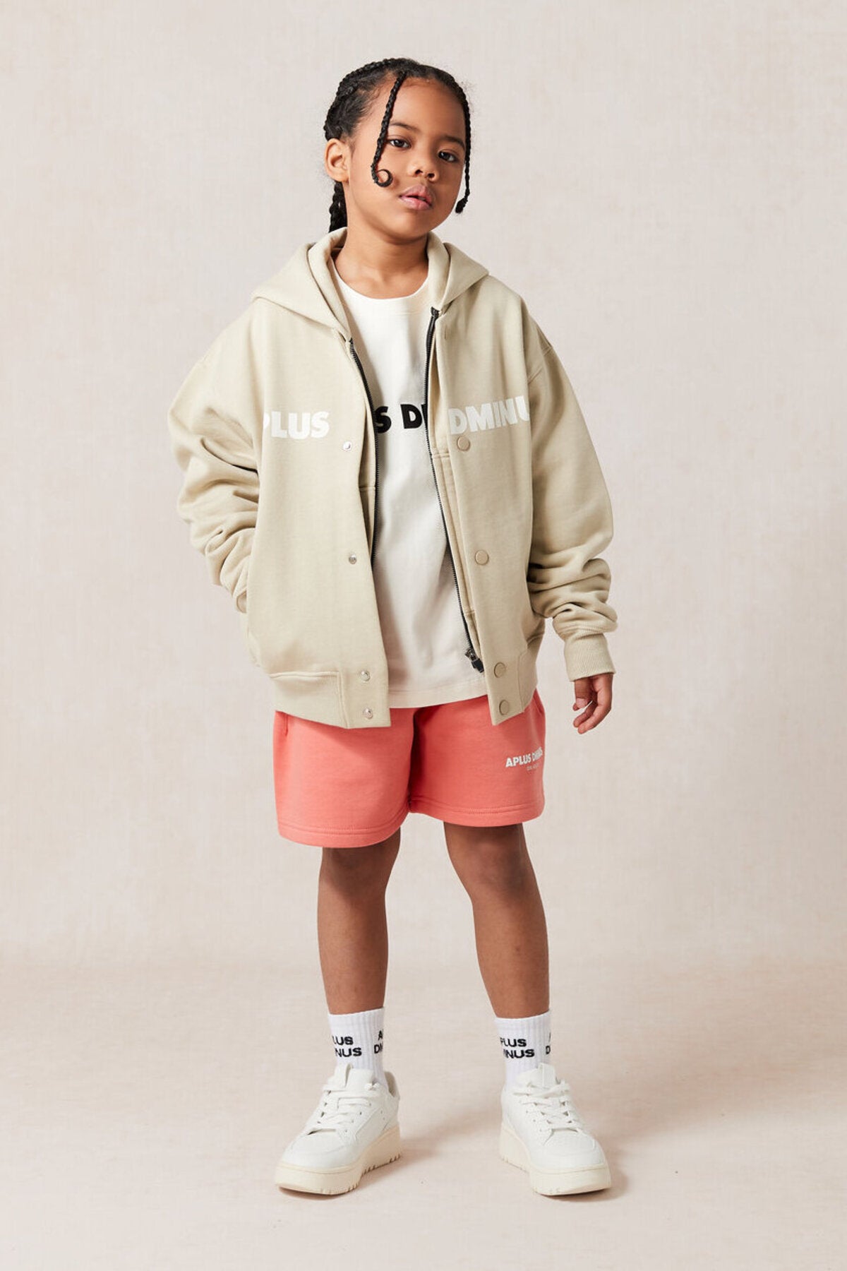 Kids APLUS DMINUS Split Logo Knit Baseball Jacket – Lightweight Fleece Varsity Bomber