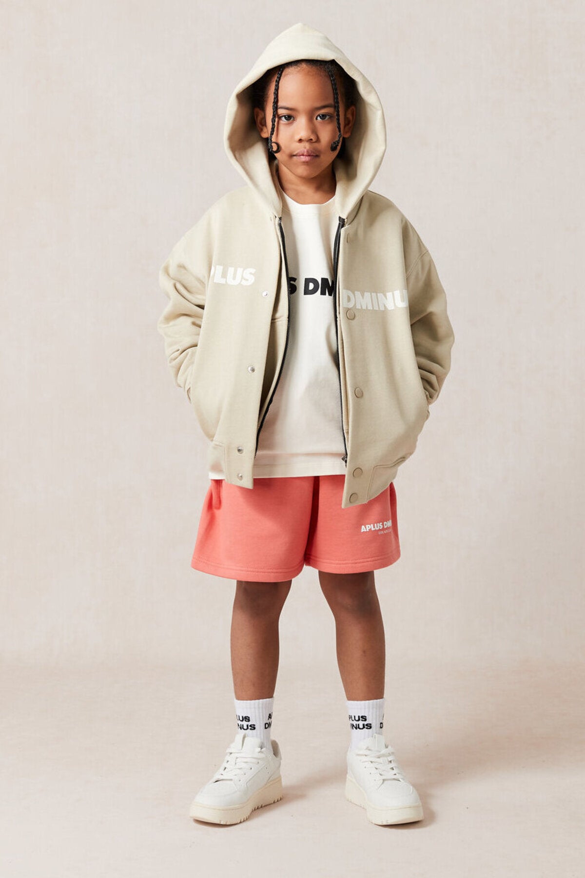 Kids APLUS DMINUS Split Logo Knit Baseball Jacket – Lightweight Fleece Varsity Bomber