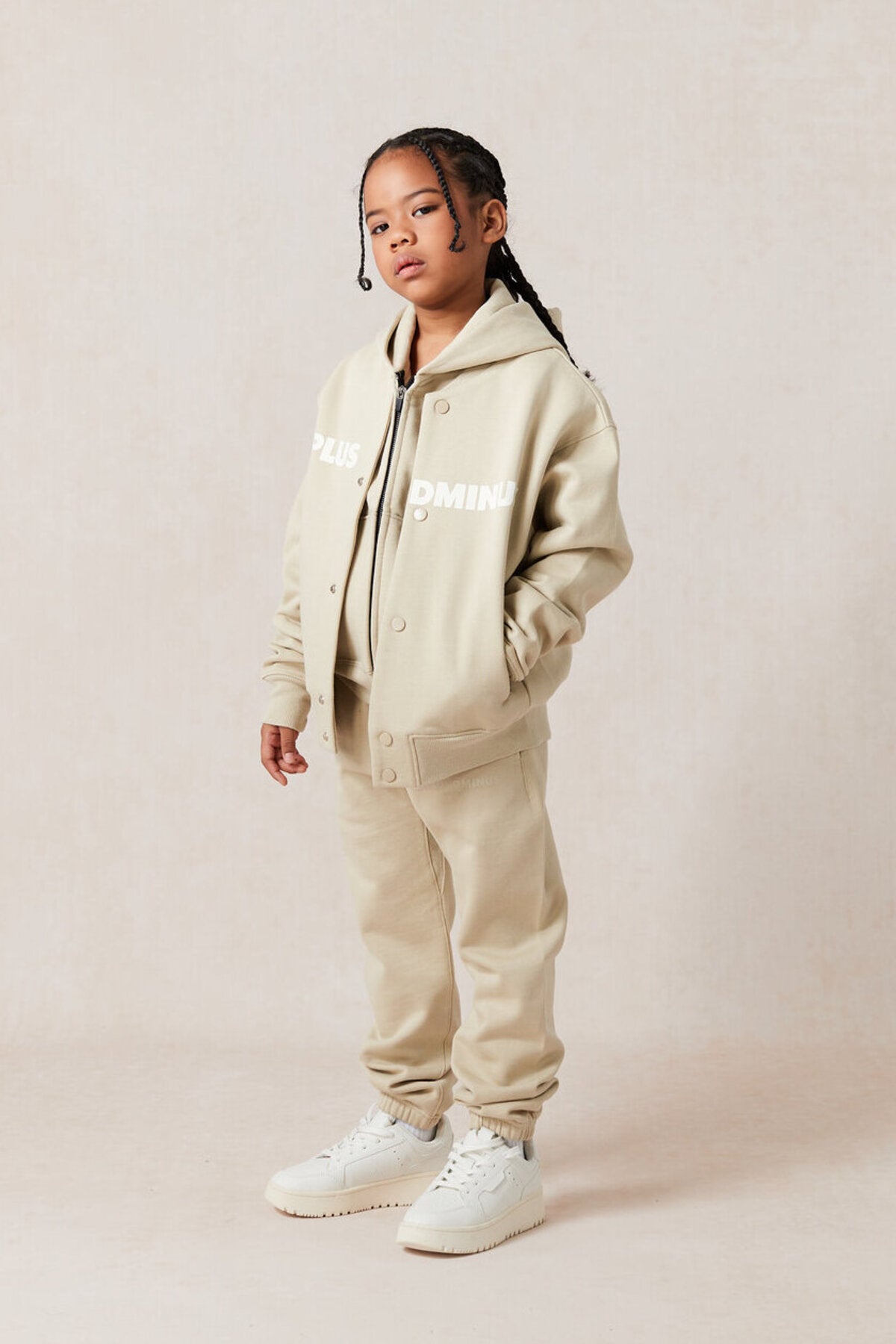Kids APLUS DMINUS Split Logo Knit Baseball Jacket – Lightweight Fleece Varsity Bomber