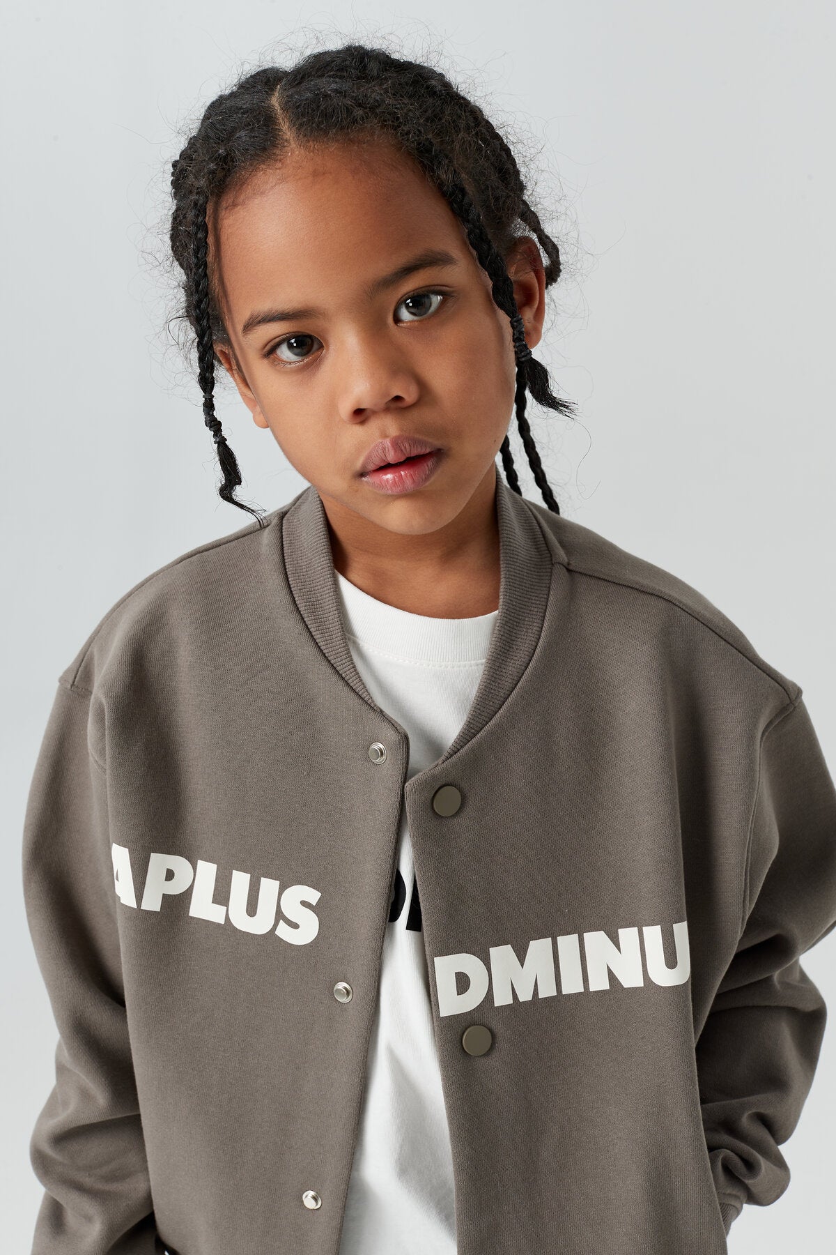 Kids APLUS DMINUS Split Logo Knit Baseball Jacket – Lightweight Fleece Varsity Bomber