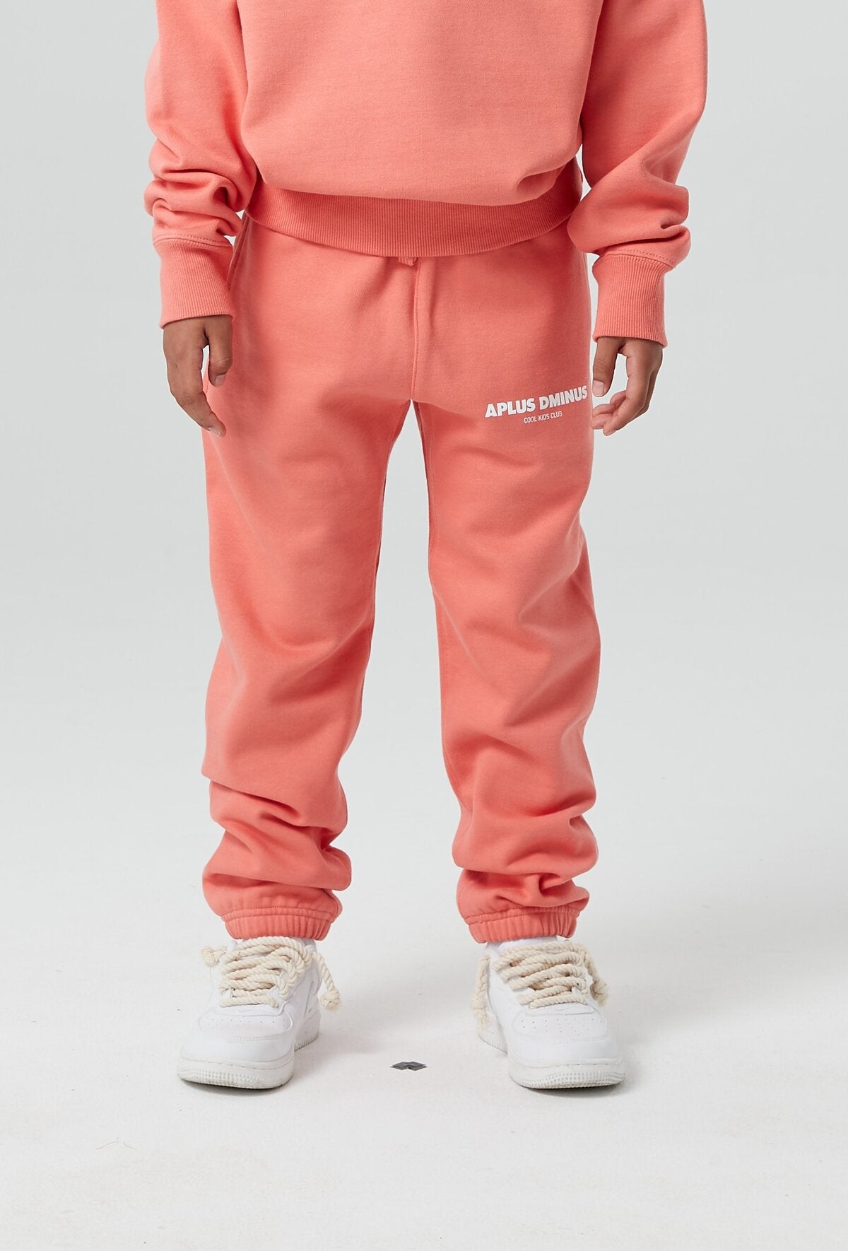 Kids APLUS DMINUS Stacked Logo Drawstring Joggers – Structured Thin Fleece Sports Sweatpants