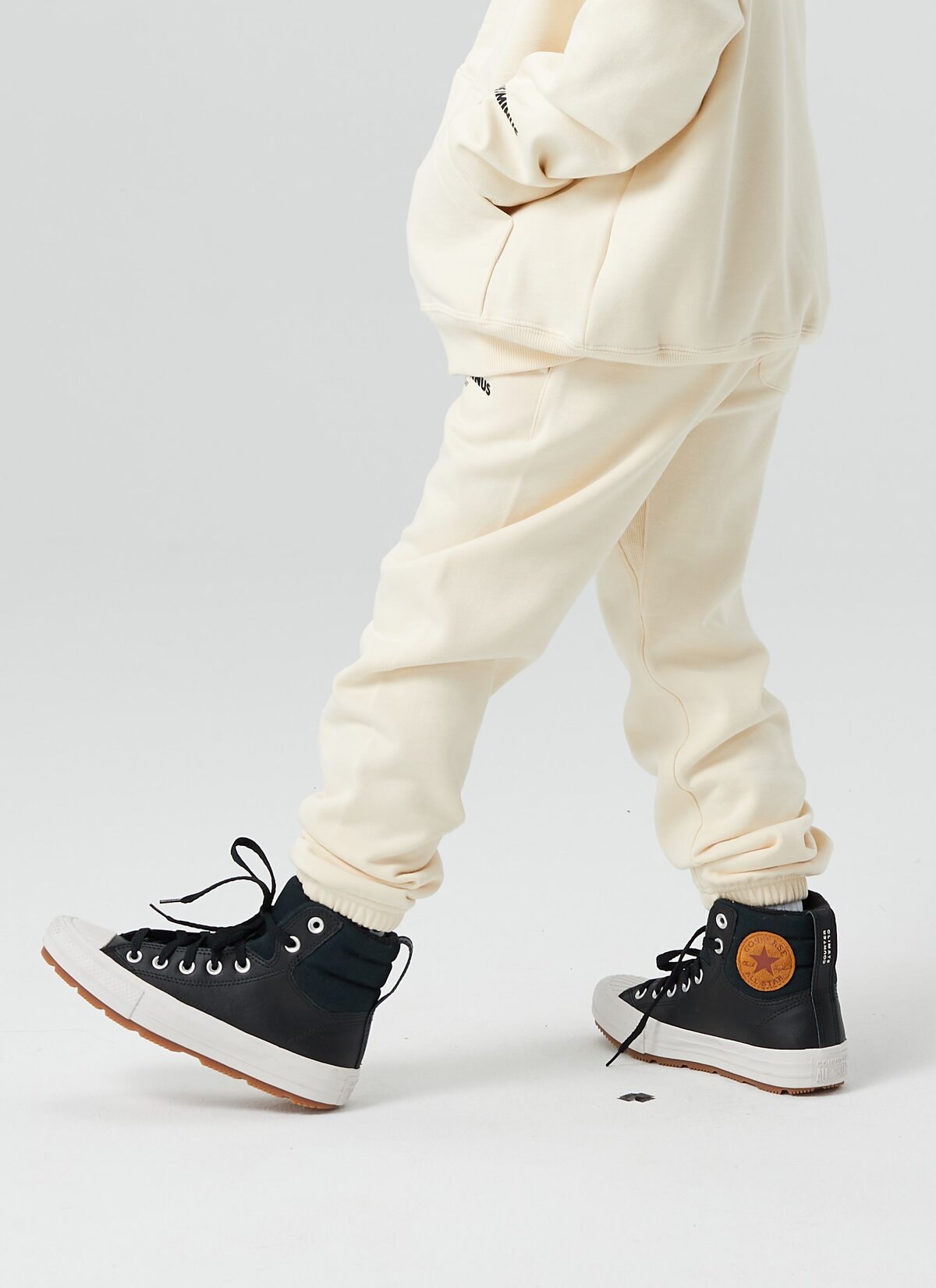 Kids APLUS DMINUS Stacked Logo Drawstring Joggers – Structured Thin Fleece Sports Sweatpants
