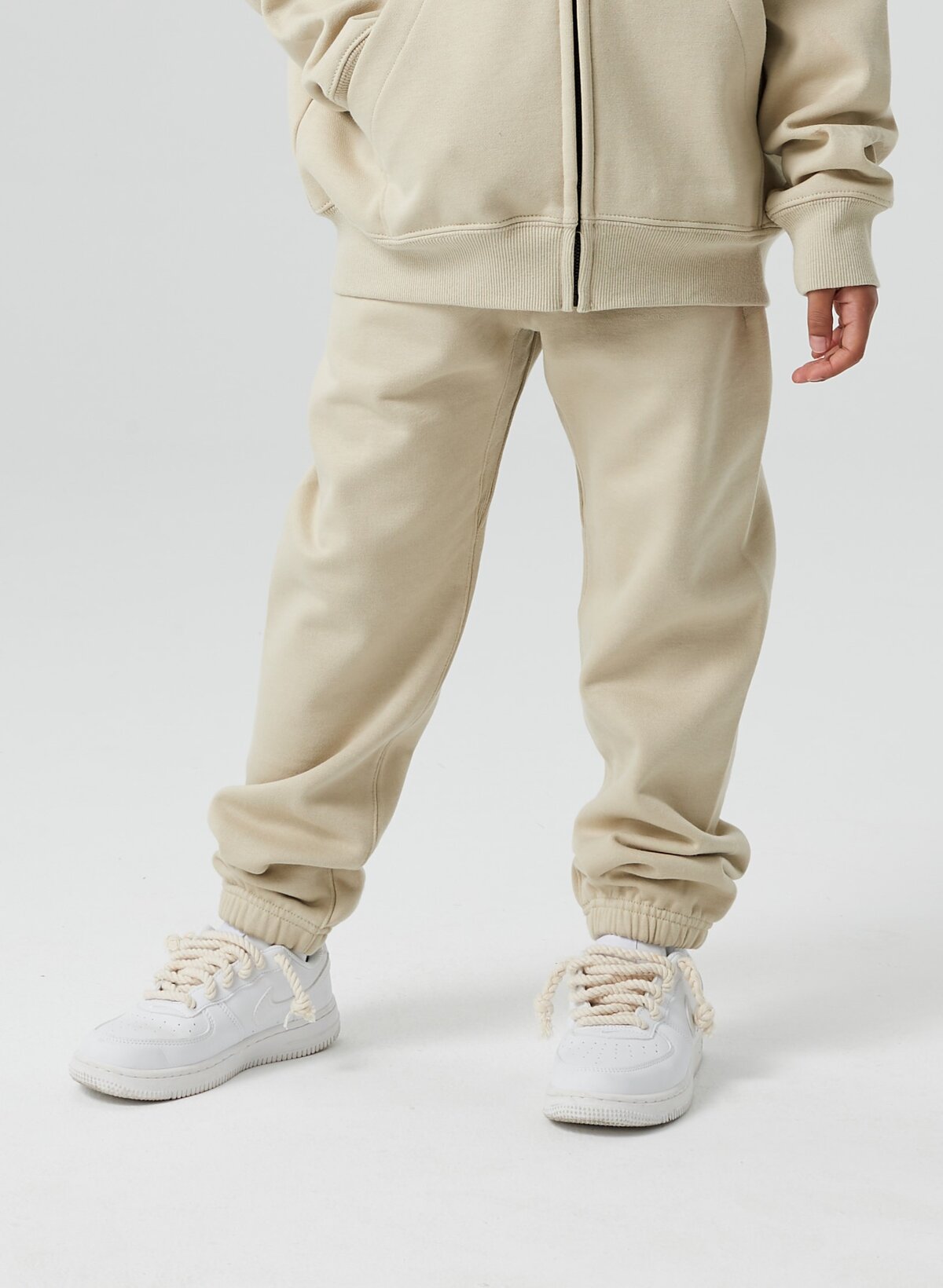 Kids APLUS DMINUS Stacked Logo Drawstring Joggers – Structured Thin Fleece Sports Sweatpants