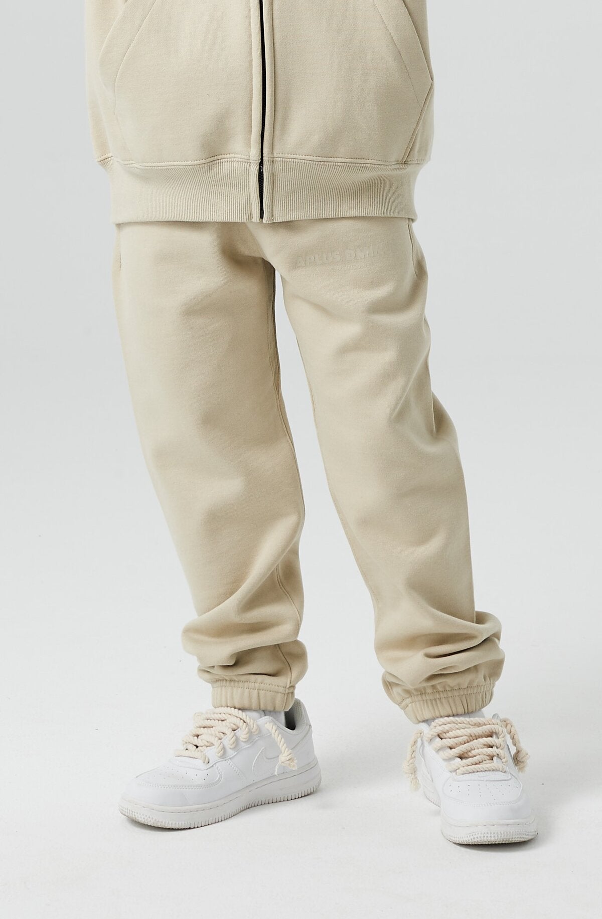 Kids APLUS DMINUS Stacked Logo Drawstring Joggers – Structured Thin Fleece Sports Sweatpants