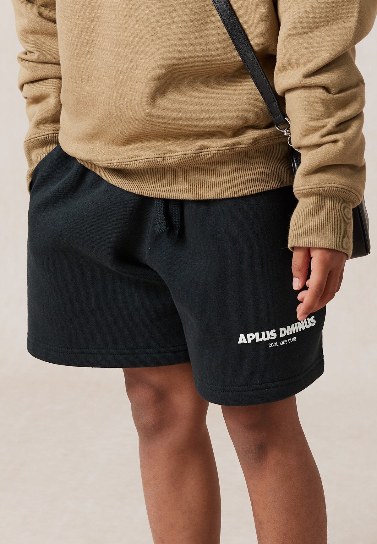 Kids APLUS DMINUS Stacked Logo Fleece Drawstring Shorts – Structured Sports Casual Sweat Shorts