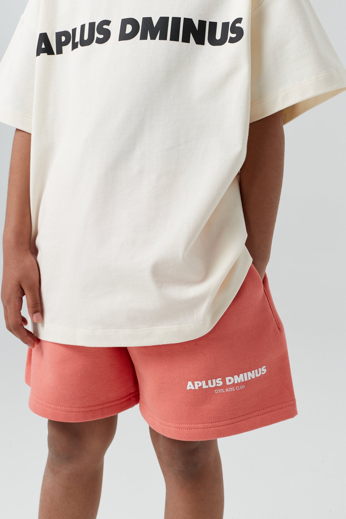Kids APLUS DMINUS Stacked Logo Fleece Drawstring Shorts – Structured Sports Casual Sweat Shorts