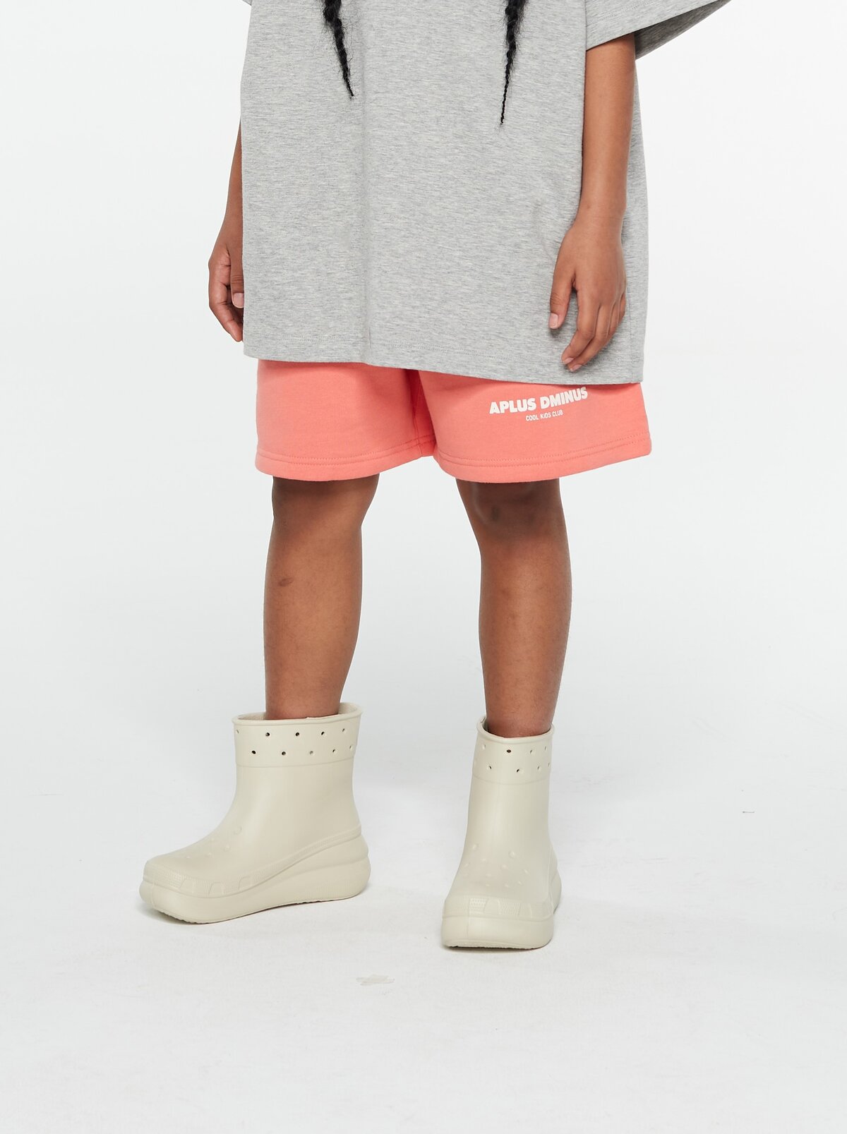 Kids APLUS DMINUS Stacked Logo Fleece Drawstring Shorts – Structured Sports Casual Sweat Shorts