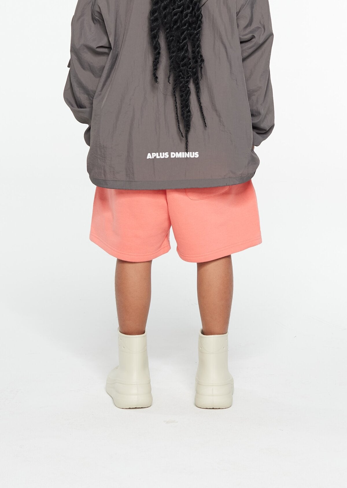 Kids APLUS DMINUS Stacked Logo Fleece Drawstring Shorts – Structured Sports Casual Sweat Shorts