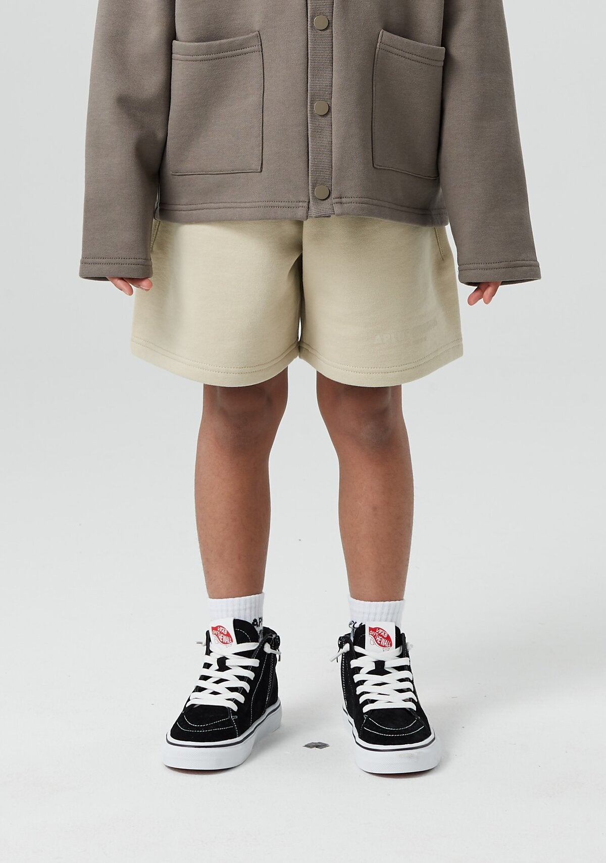 Kids APLUS DMINUS Stacked Logo Fleece Drawstring Shorts – Structured Sports Casual Sweat Shorts