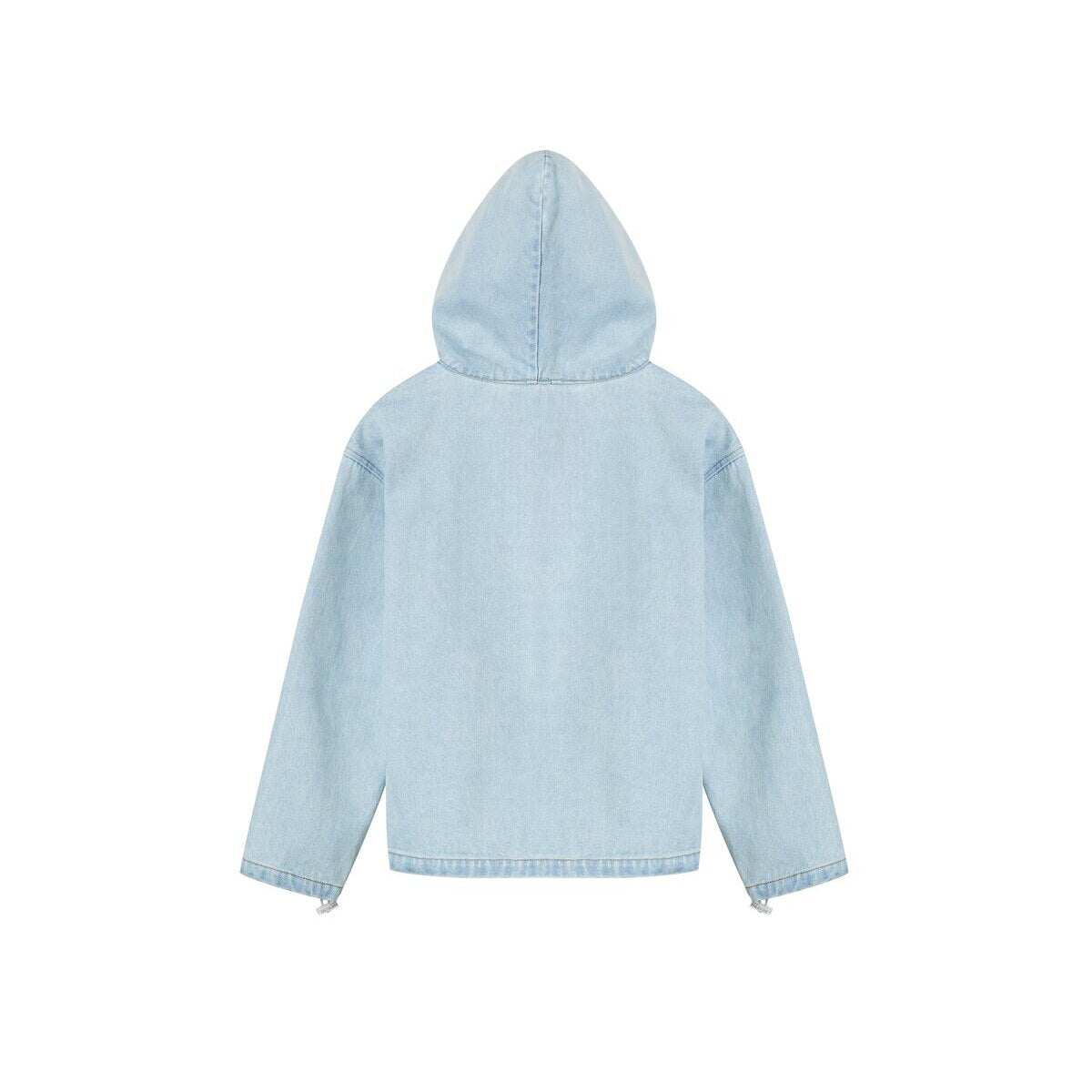 Kids APLUS DMINUS Washed Denim Half-Zip Anorak – Oversized Hooded Utility Jacket