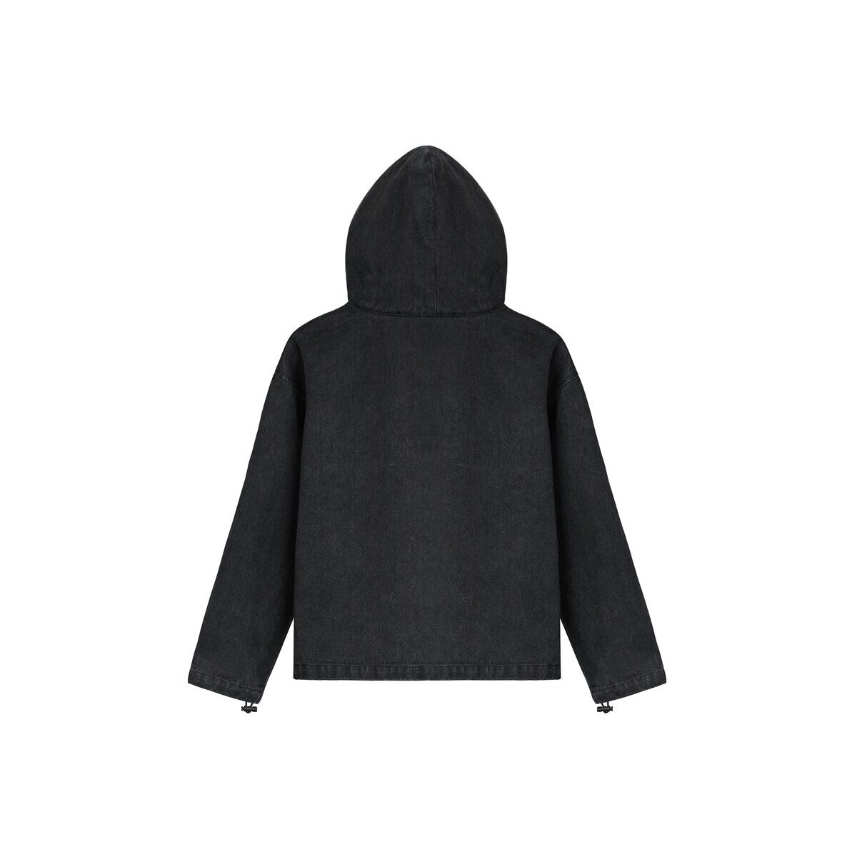 Kids APLUS DMINUS Washed Denim Half-Zip Anorak – Oversized Hooded Utility Jacket