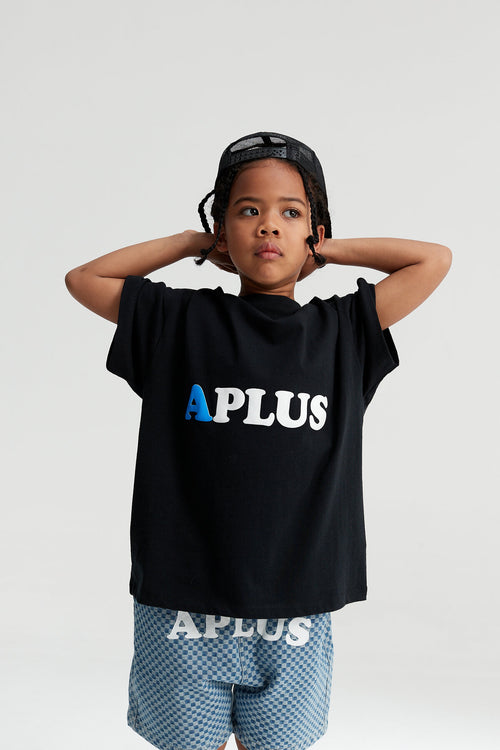 Kids APLUS Earth Globe Graphic T-Shirt – Screen-Printed Oversized Everyday Tee